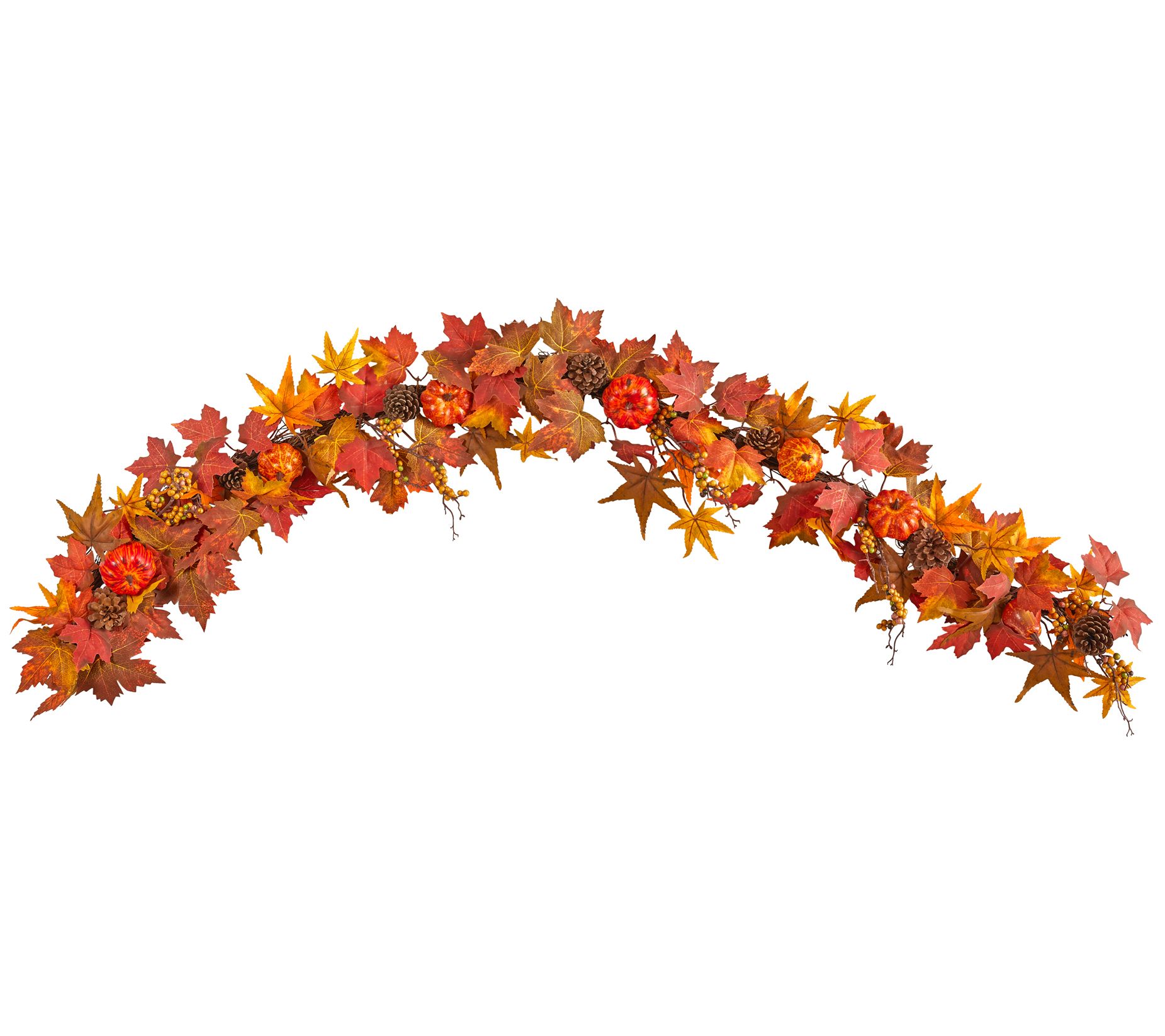 Nearly Natural 6' Maple Leaf, Pumpkin, Gourd & rry Garland