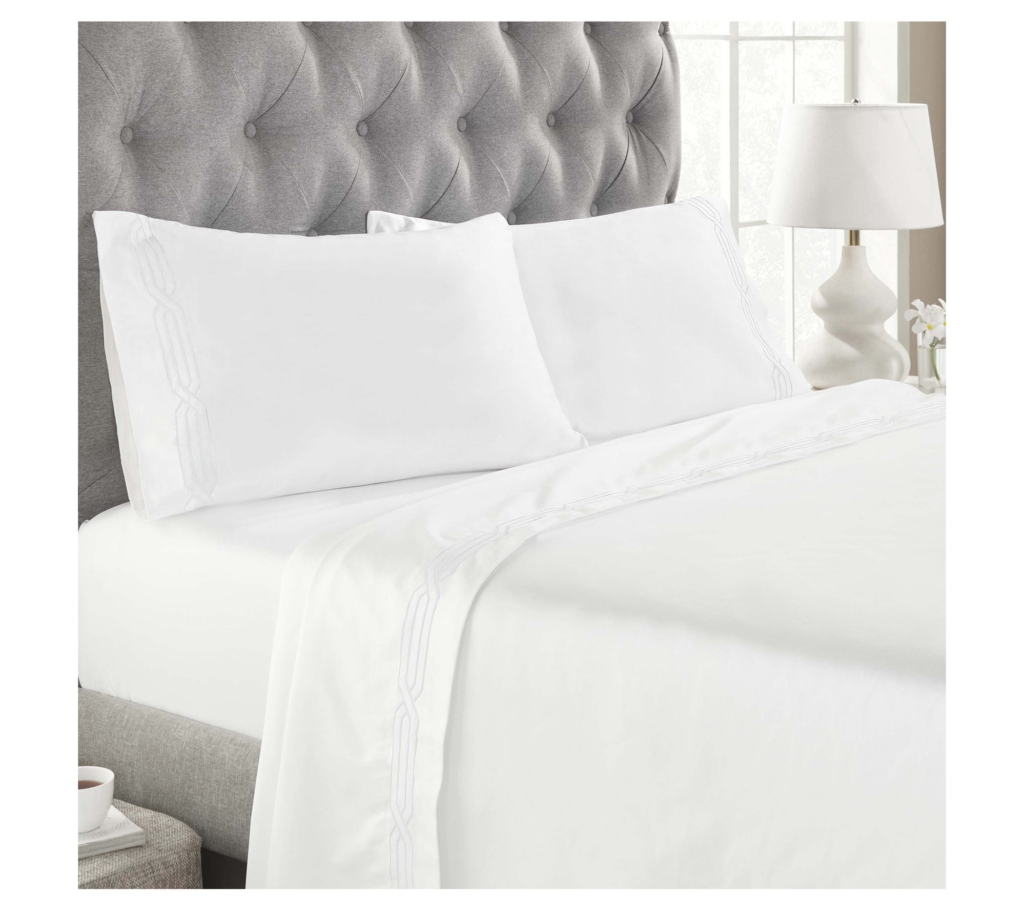 Superior Egyptian Cotton 1200TC Embroidered Sheet Set, Queen