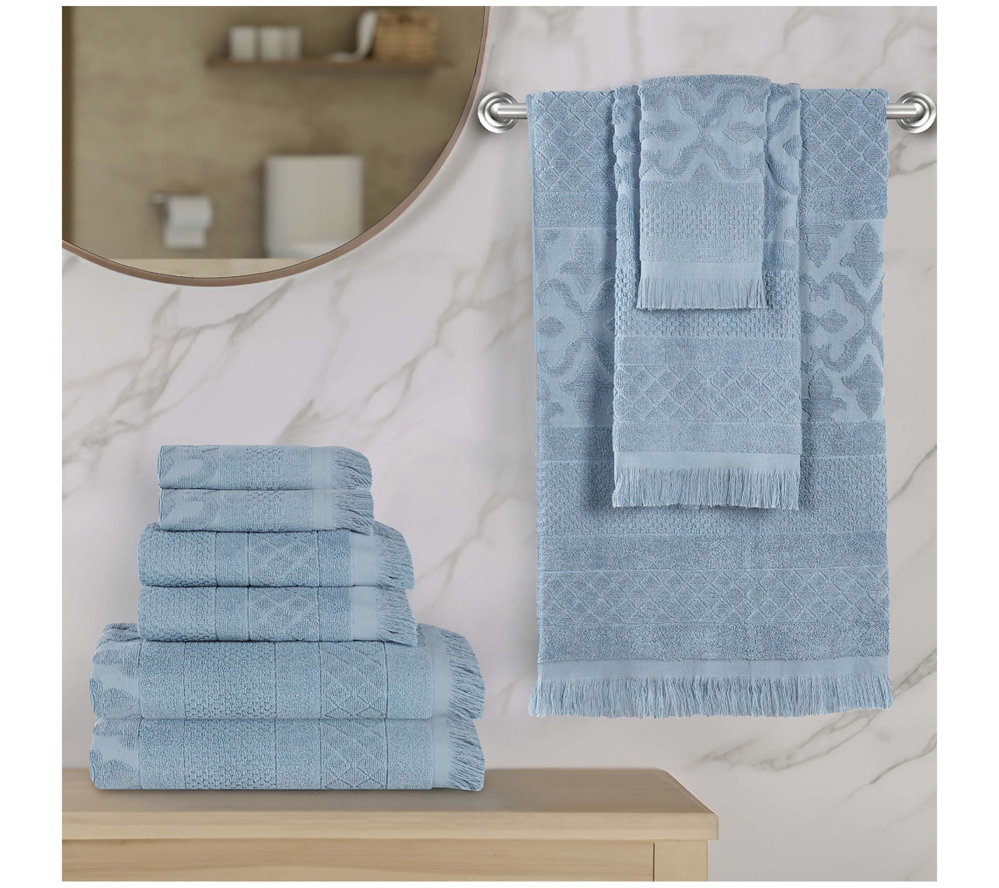 Superior Rolla Cotton Geometric Jacquard 9 Piece Towel Set