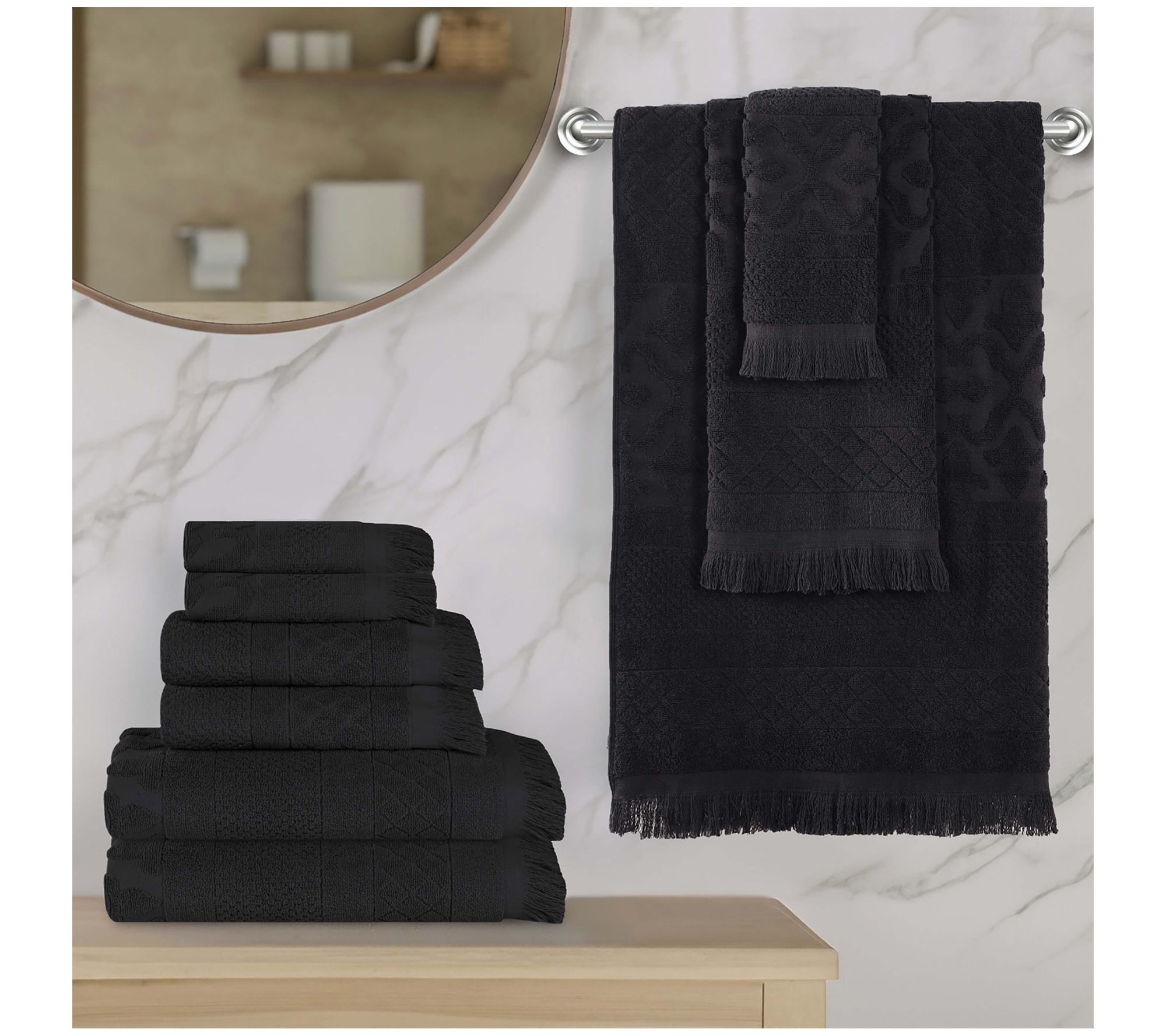 Superior Rolla Cotton Geometric Jacquard 9 Piece Towel Set