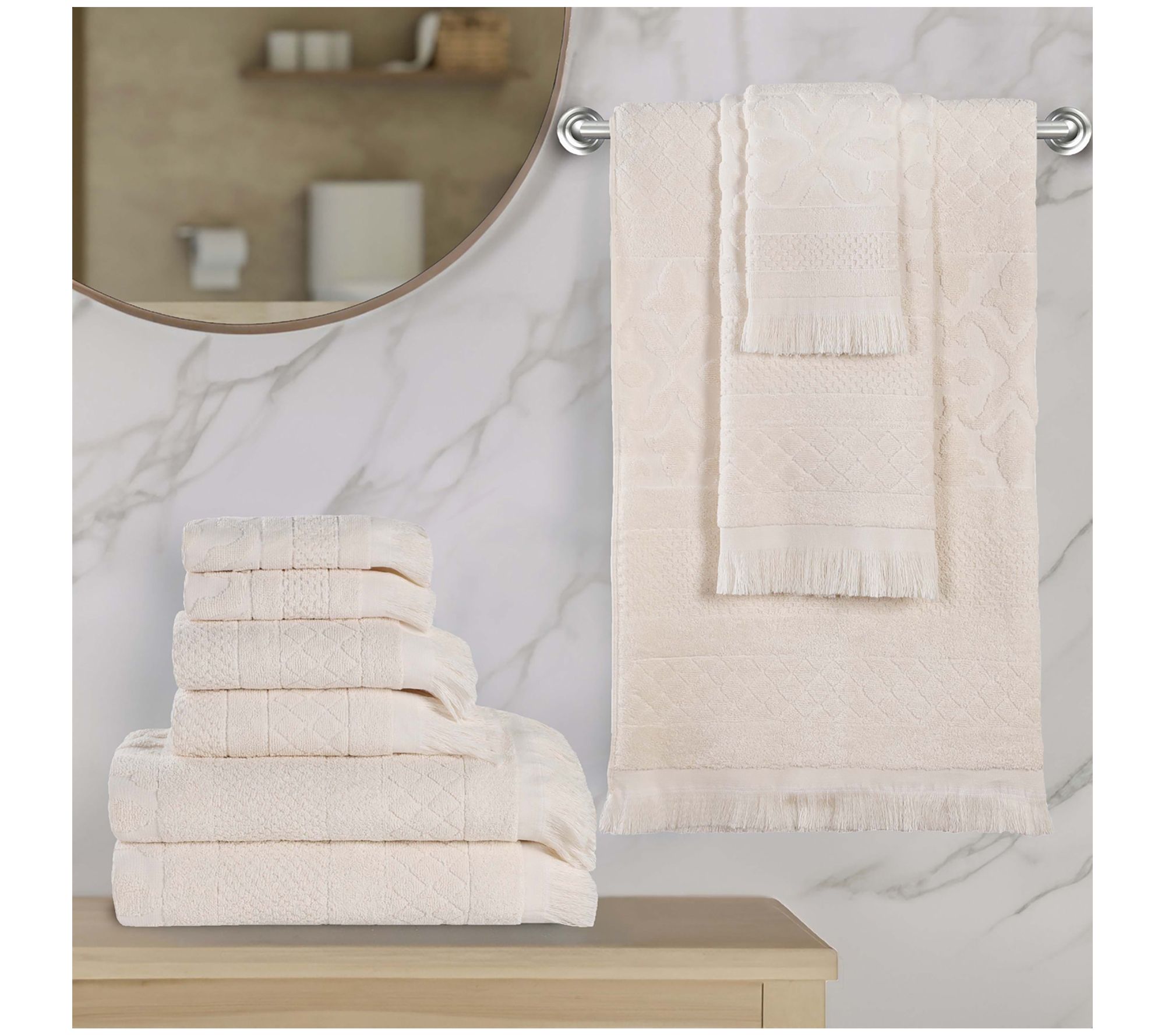 Superior Rolla Cotton Geometric Jacquard 9 Piece Towel Set