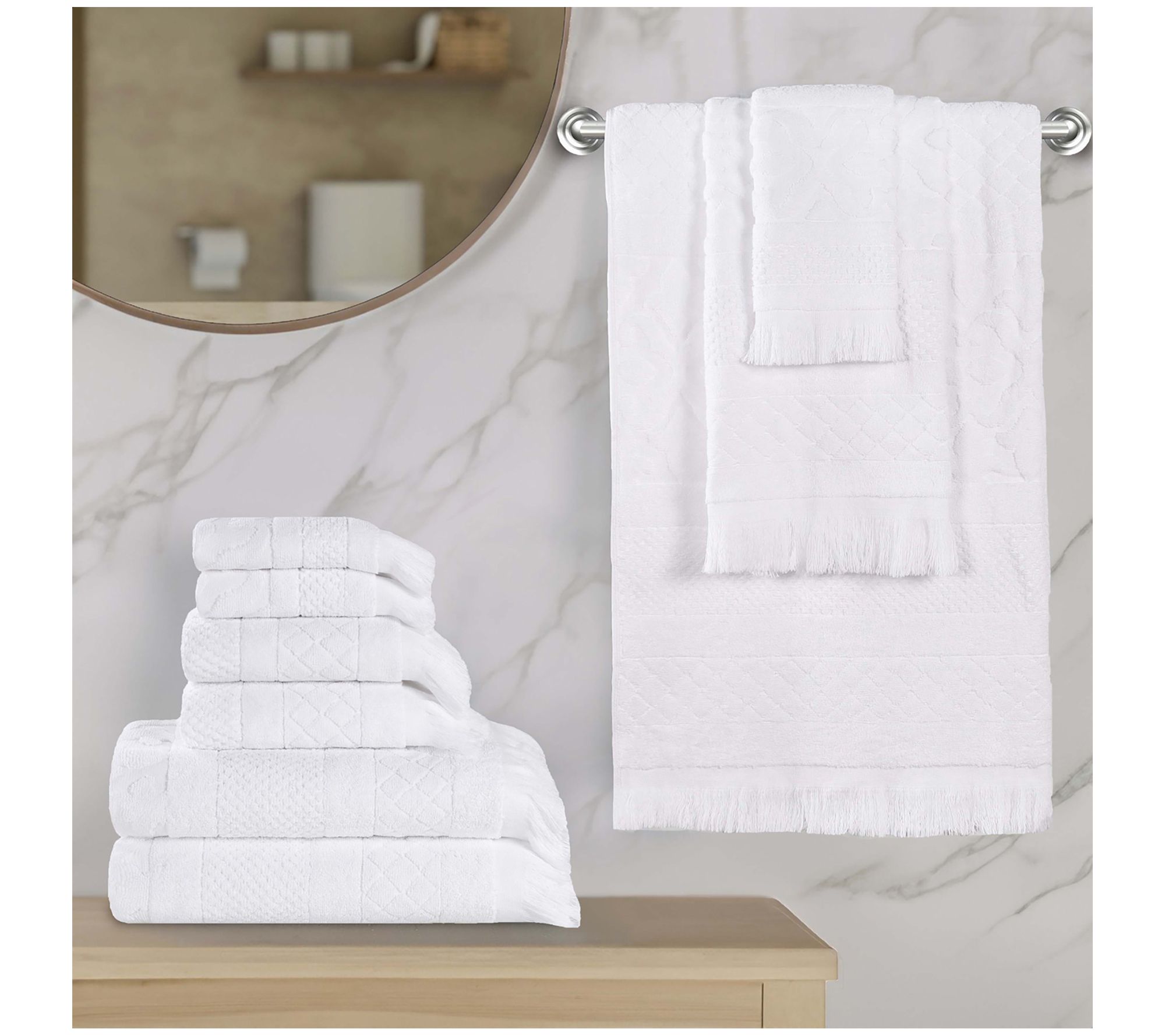 Superior Rolla Cotton Geometric Jacquard 9 Piece Towel Set