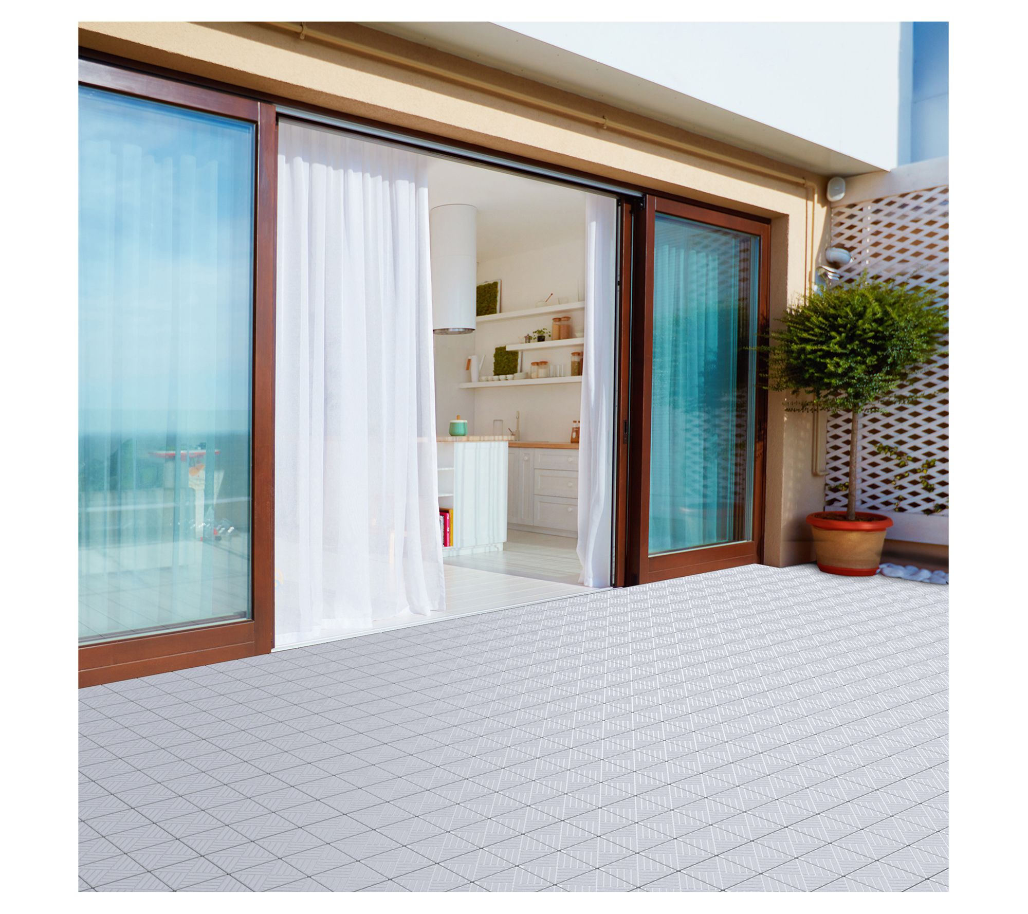 Pure Garden Deck Tiles 6-Pack Interlocking Patio Tiles