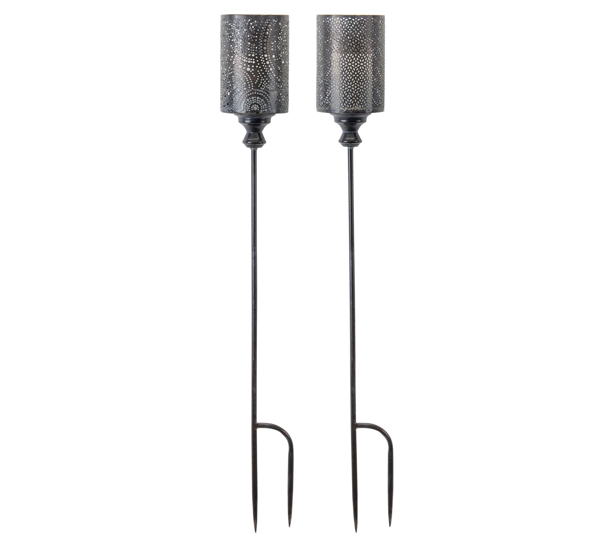 Melrose Black Metal Candle Holder Garden Stake, Set of 4