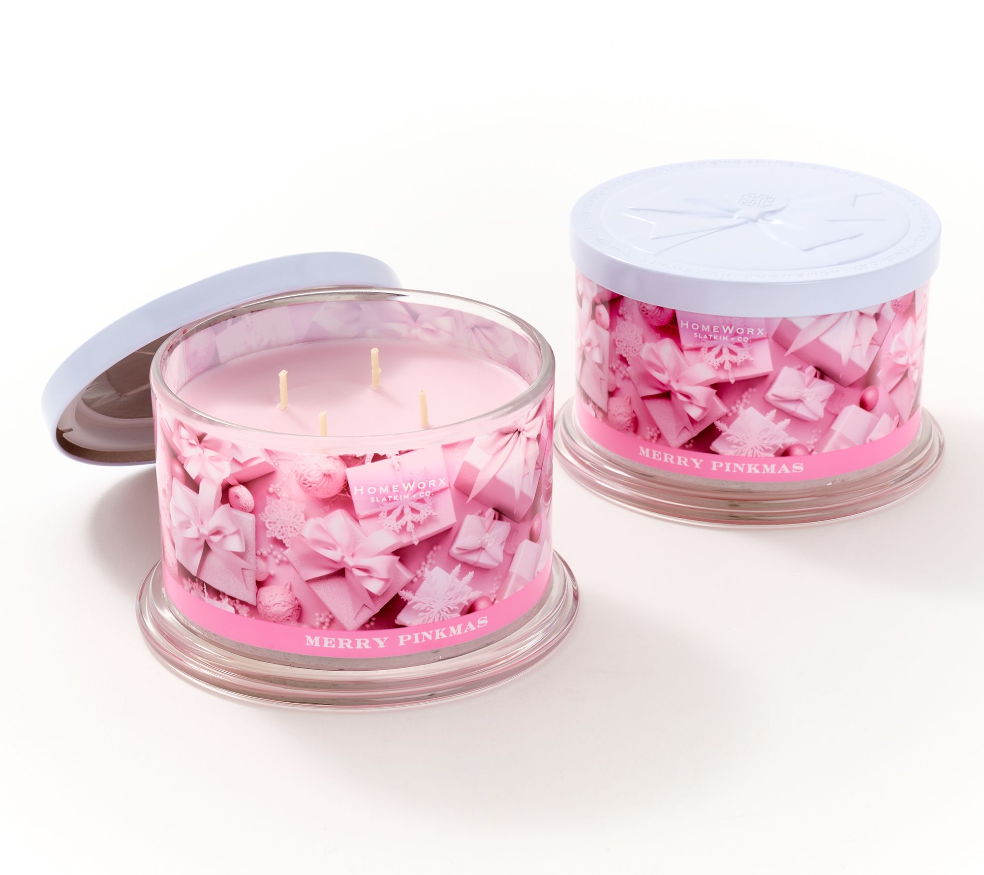 HomeWorx by Slatkin + Co. S/2 18oz Merry Pinkmas Candles