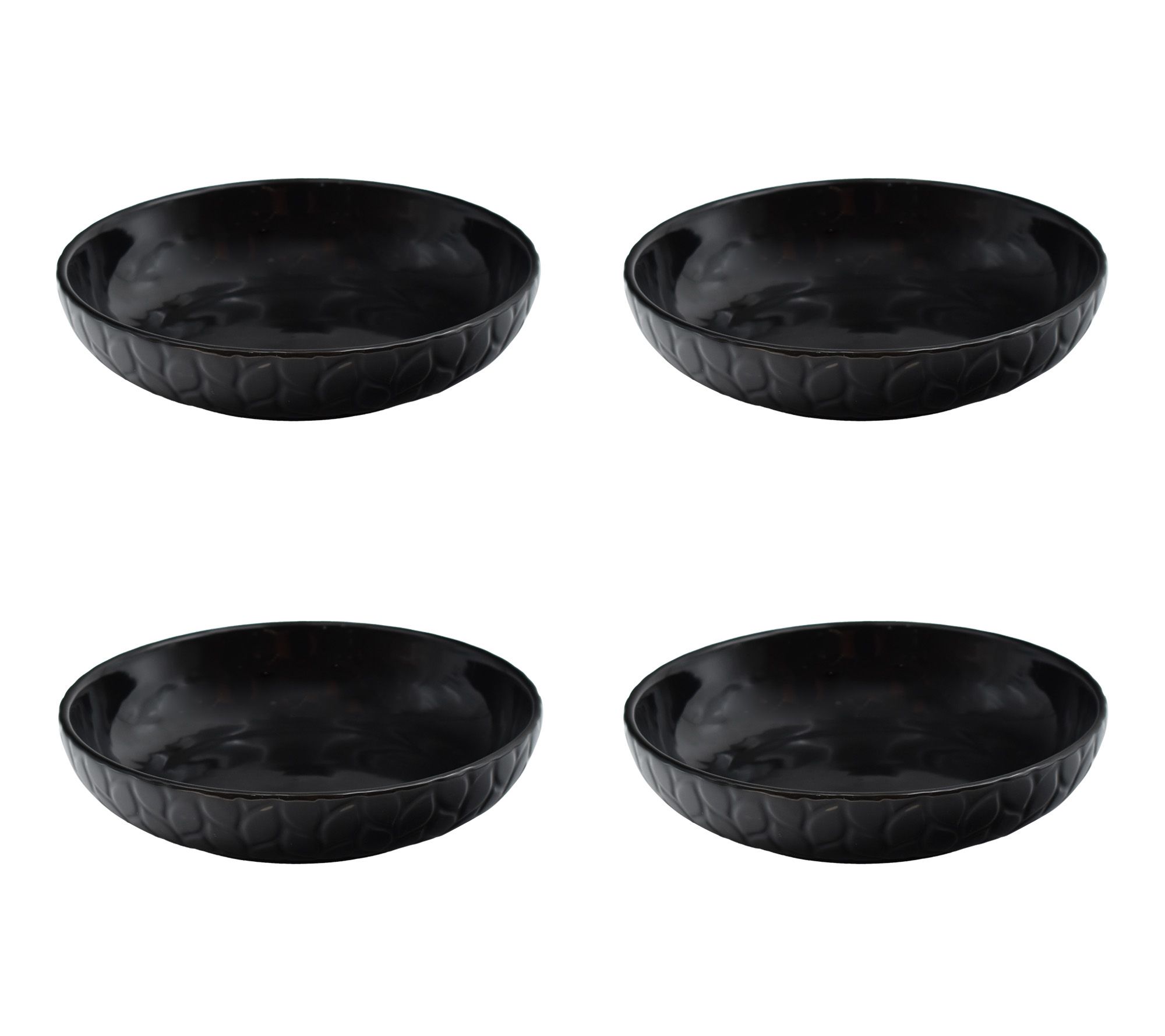 "As Is" Temp- tations Carved willow Set of 4 32-oz Shallow Pasta Bowls