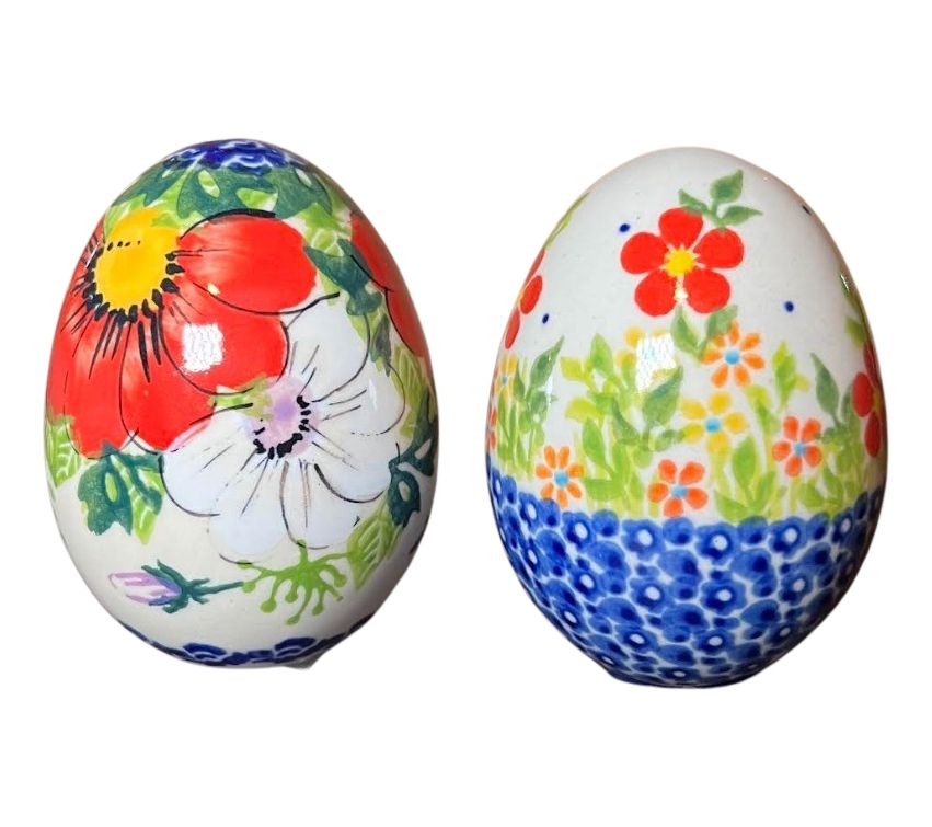 Lidia's Polish Pottery Set of Two Small Egg Figurines