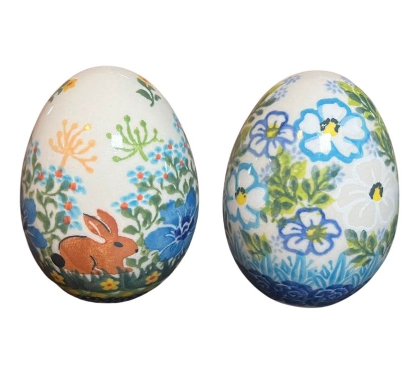 Lidia's Polish Pottery Set of Two Small Egg Figurines