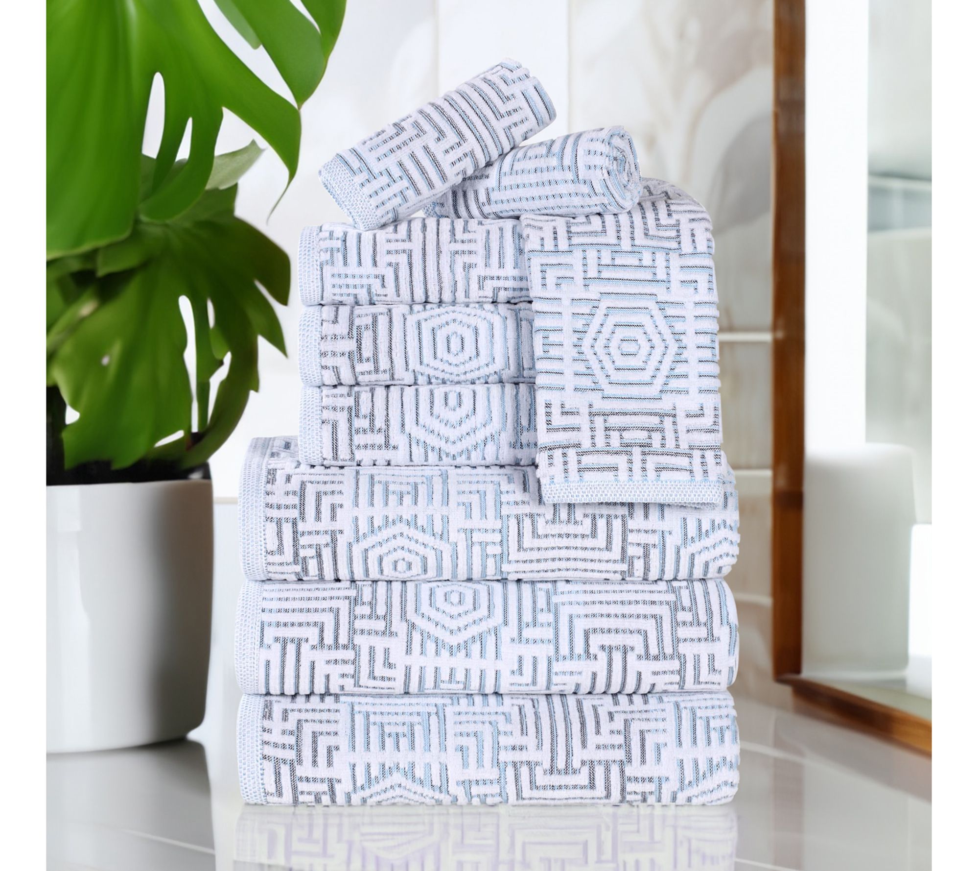 Superior Cotton Jaq Plush Soft Absorbent 9 Pi ece Towel Set