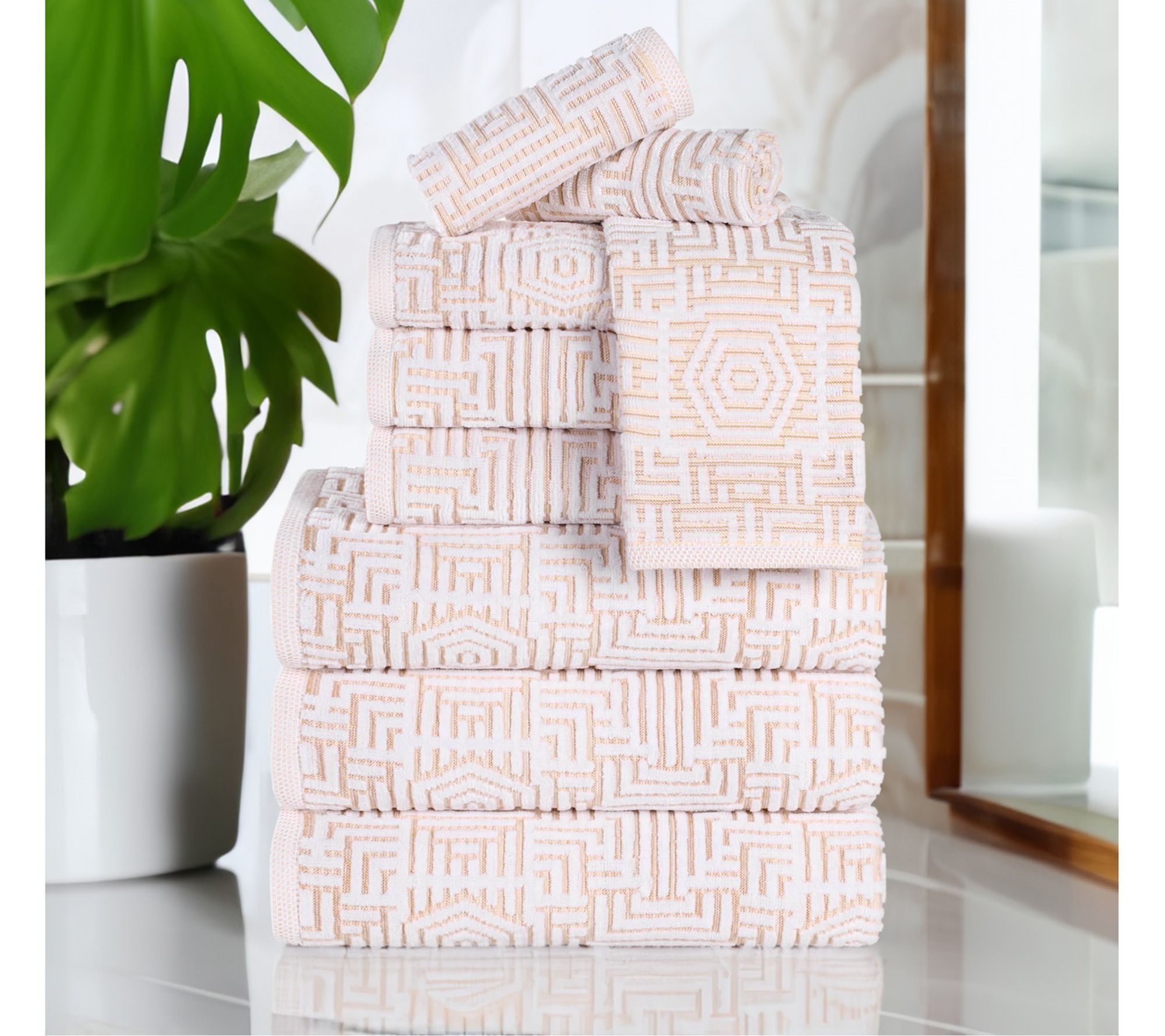 Superior Cotton Jaq Plush Soft Absorbent 9 Pi ece Towel Set