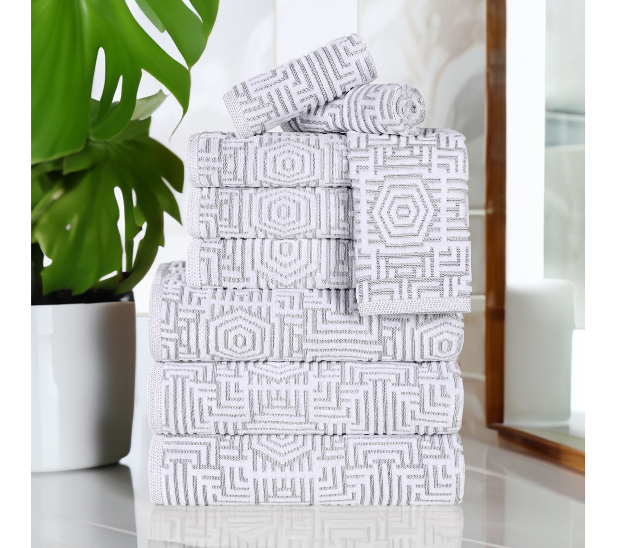 Superior Cotton Jaq Plush Soft Absorbent 9 Pi ece Towel Set