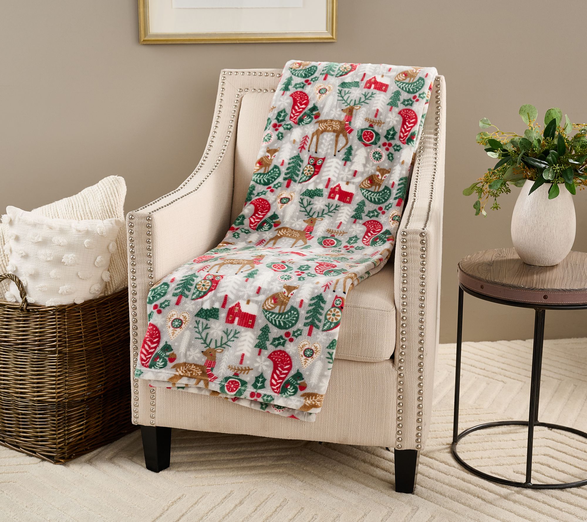 "As Is" Kringle Express Oversized 60" x 80" Holiday Printed Throw