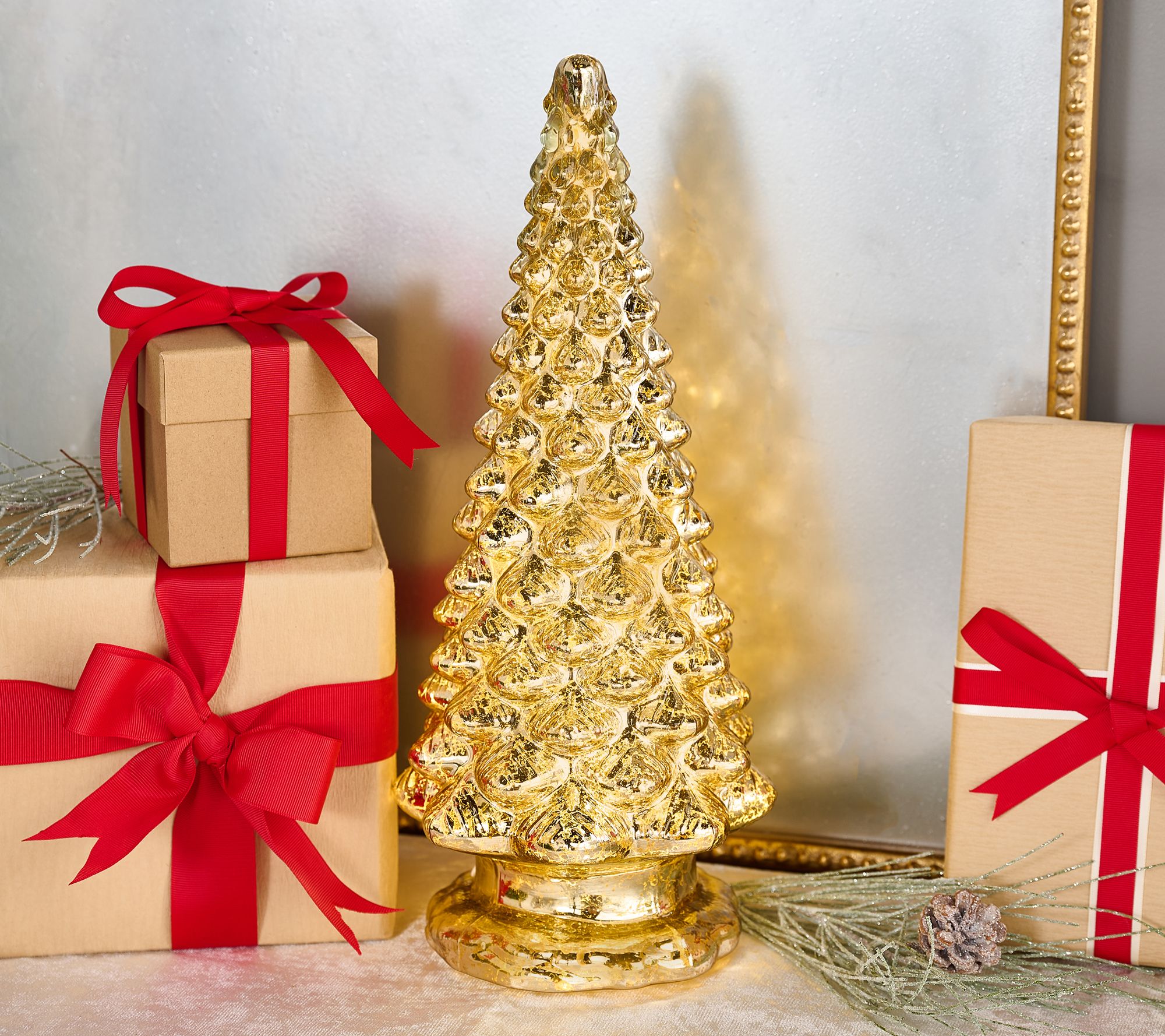 "As Is" 16" Twinkling Mercury Glass Tree by Valerie