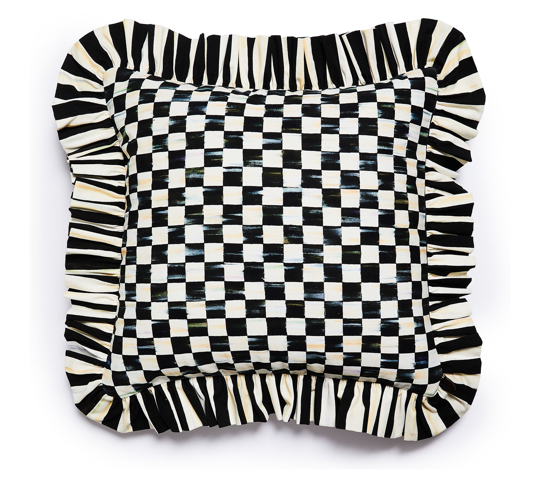 MacKenzie-Childs Courtly Check Ruffle Throw Pillow