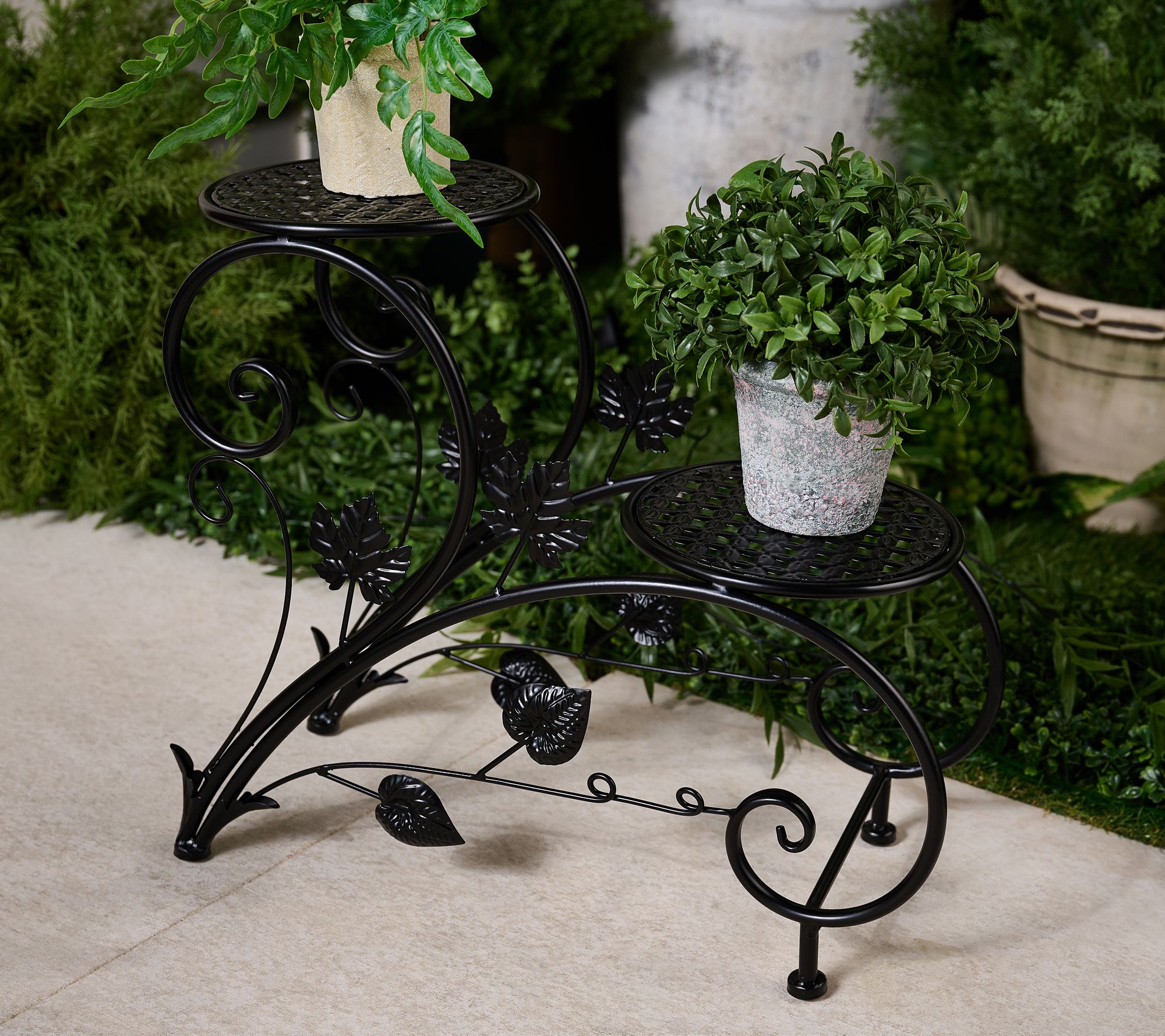 15.5" Metal Plant Stand with Leaves by Valerie