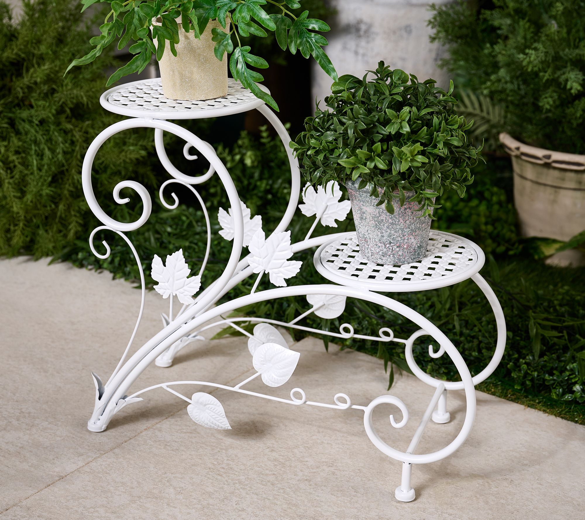 15.5" Metal Plant Stand with Leaves by Valerie