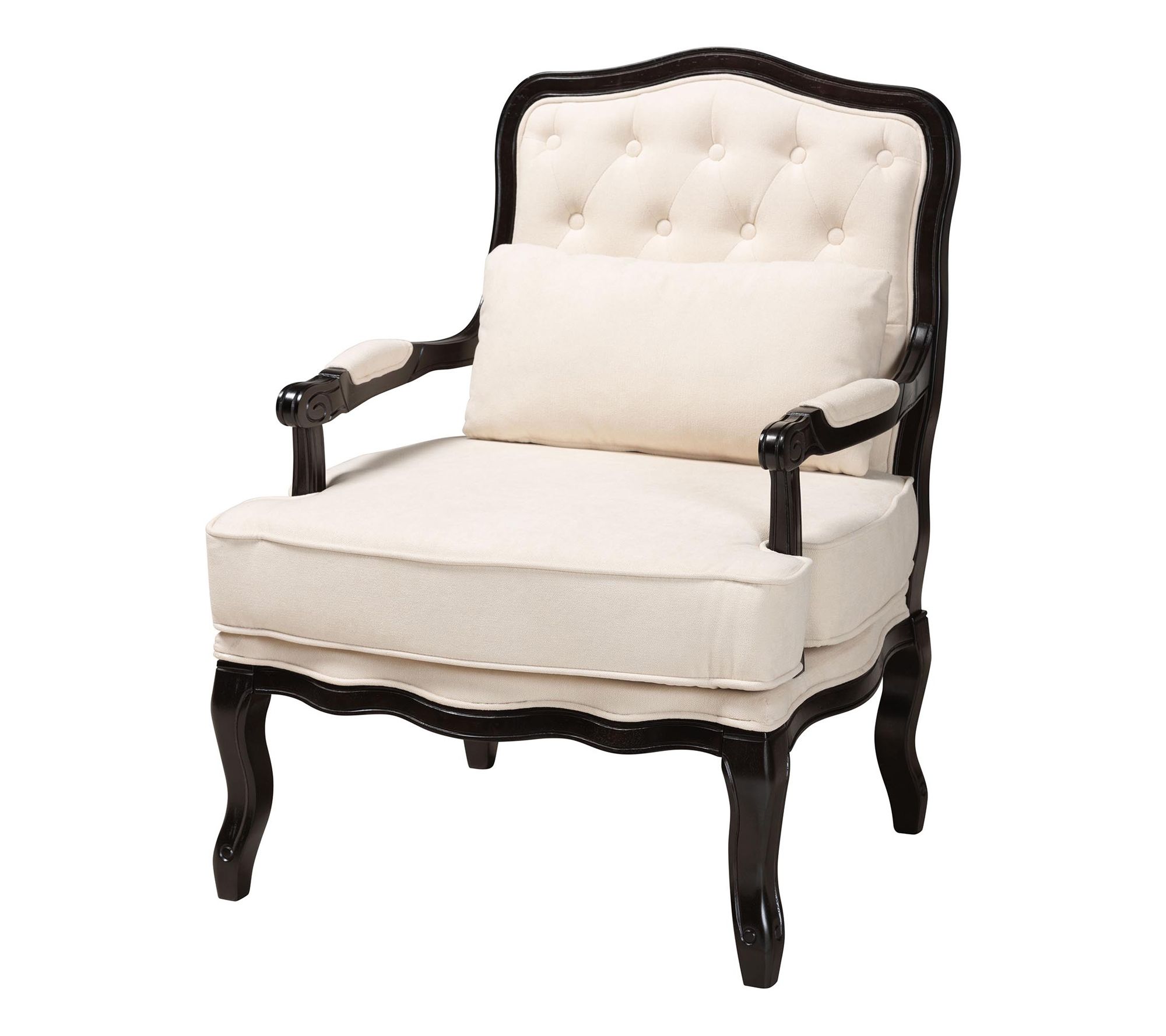 Baxton Studio Dion Cream Fabric and Brown WoodAccent Chair