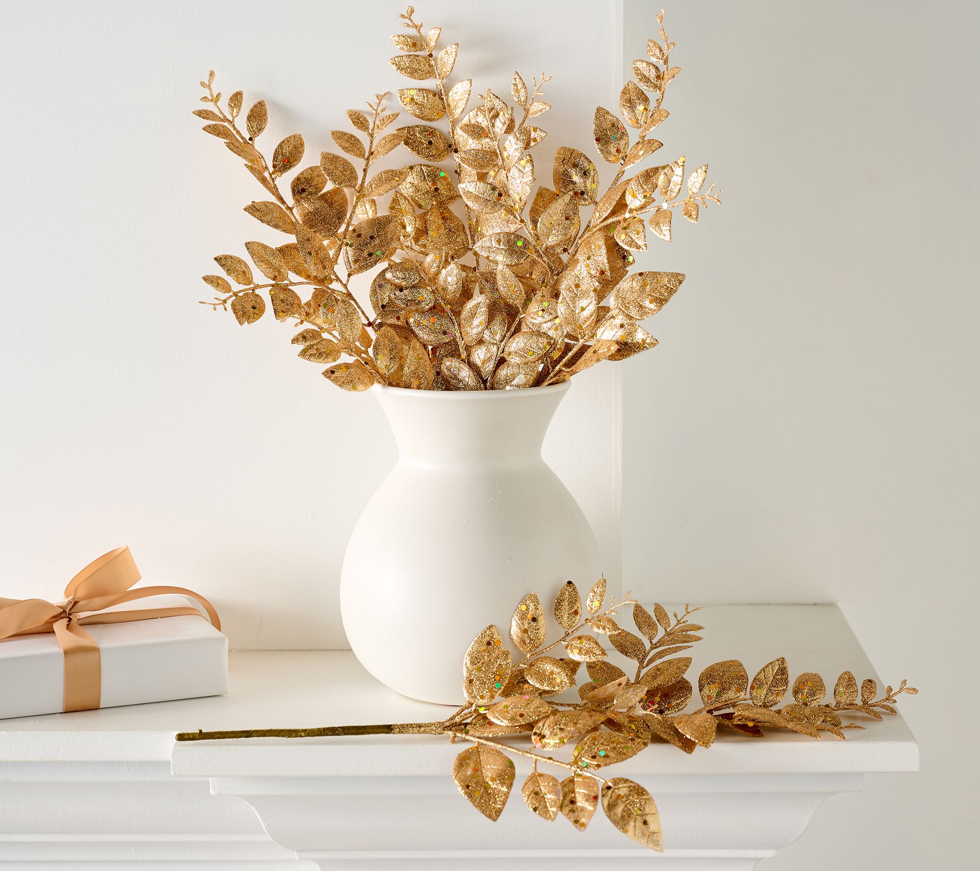 Set of 6 Glittered Leaf Picks by Valerie