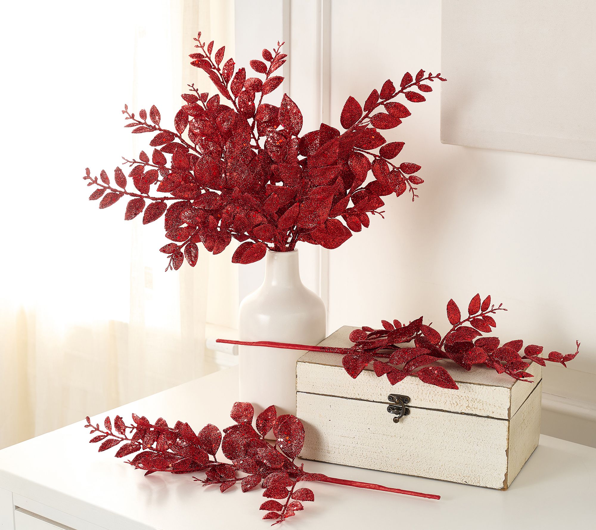 Set of 6 Glittered Leaf Picks by Valerie