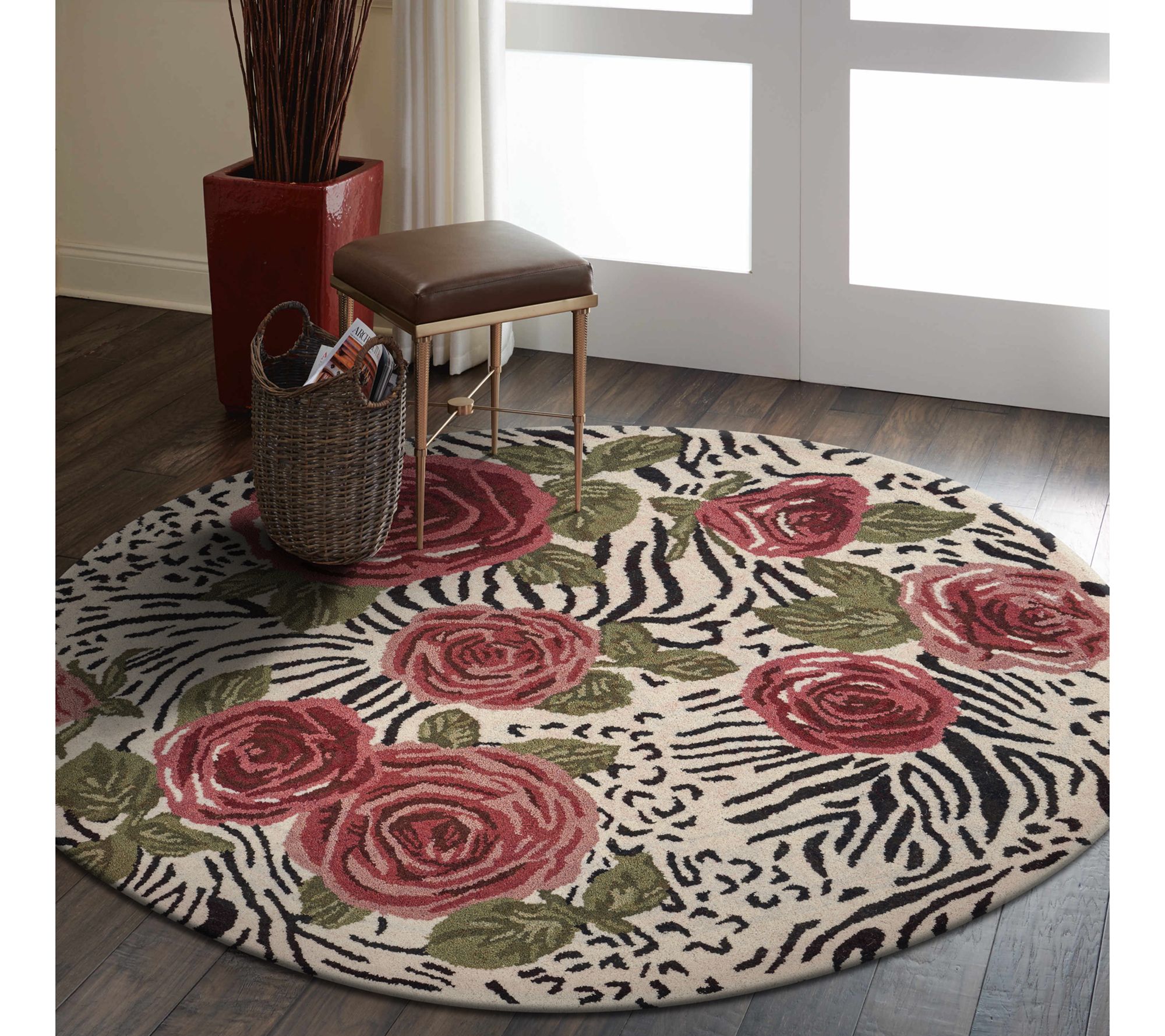 Ox Bay Contemporary Hand-Tufted Wool Indoor Rug, 4' Round