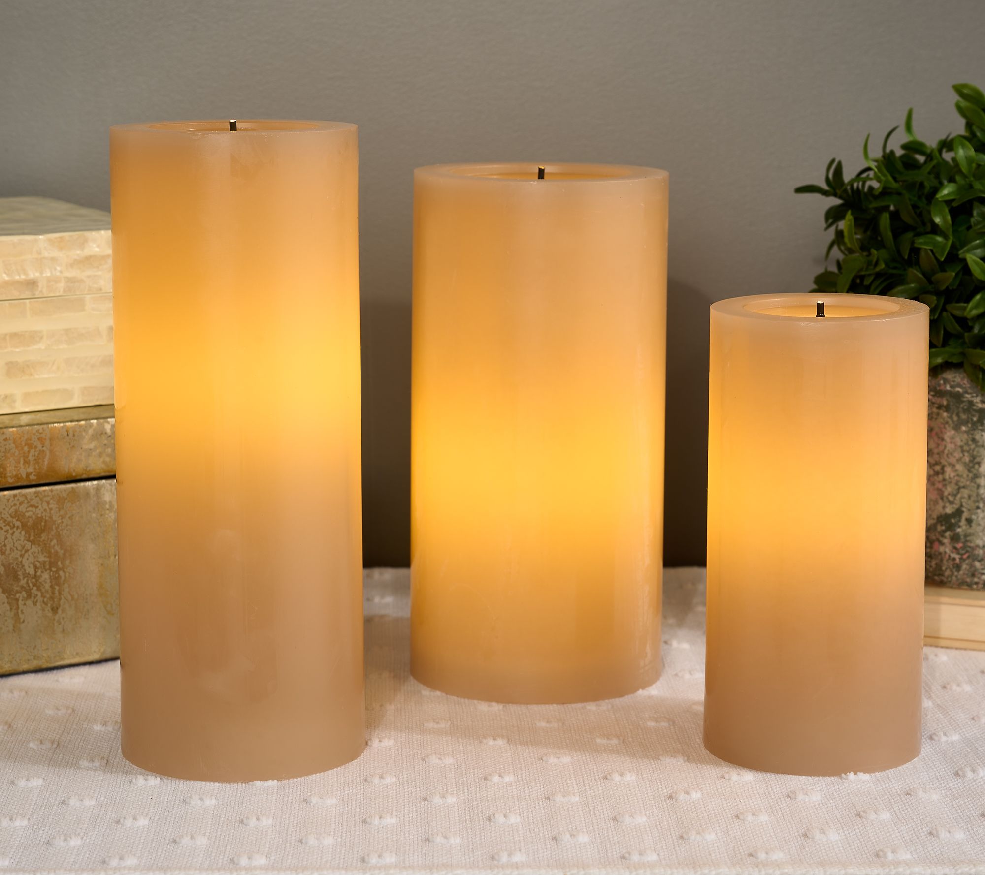 "As Is" Bethlehem Light S/3 Tall Fiber Optic Flameless Pillars