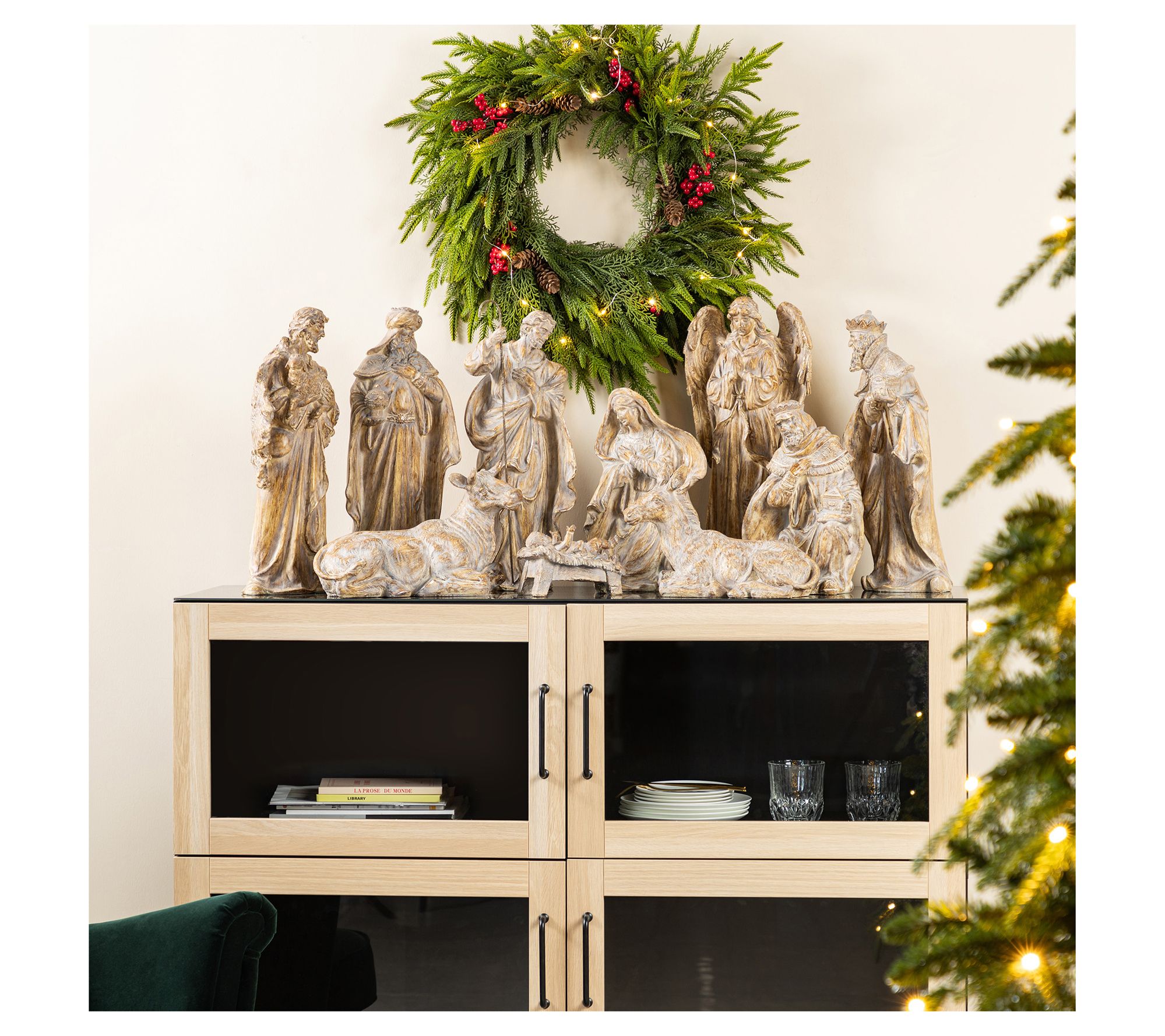  Glitzhome 10pcs Bronze Resin Nativity FigurineSet