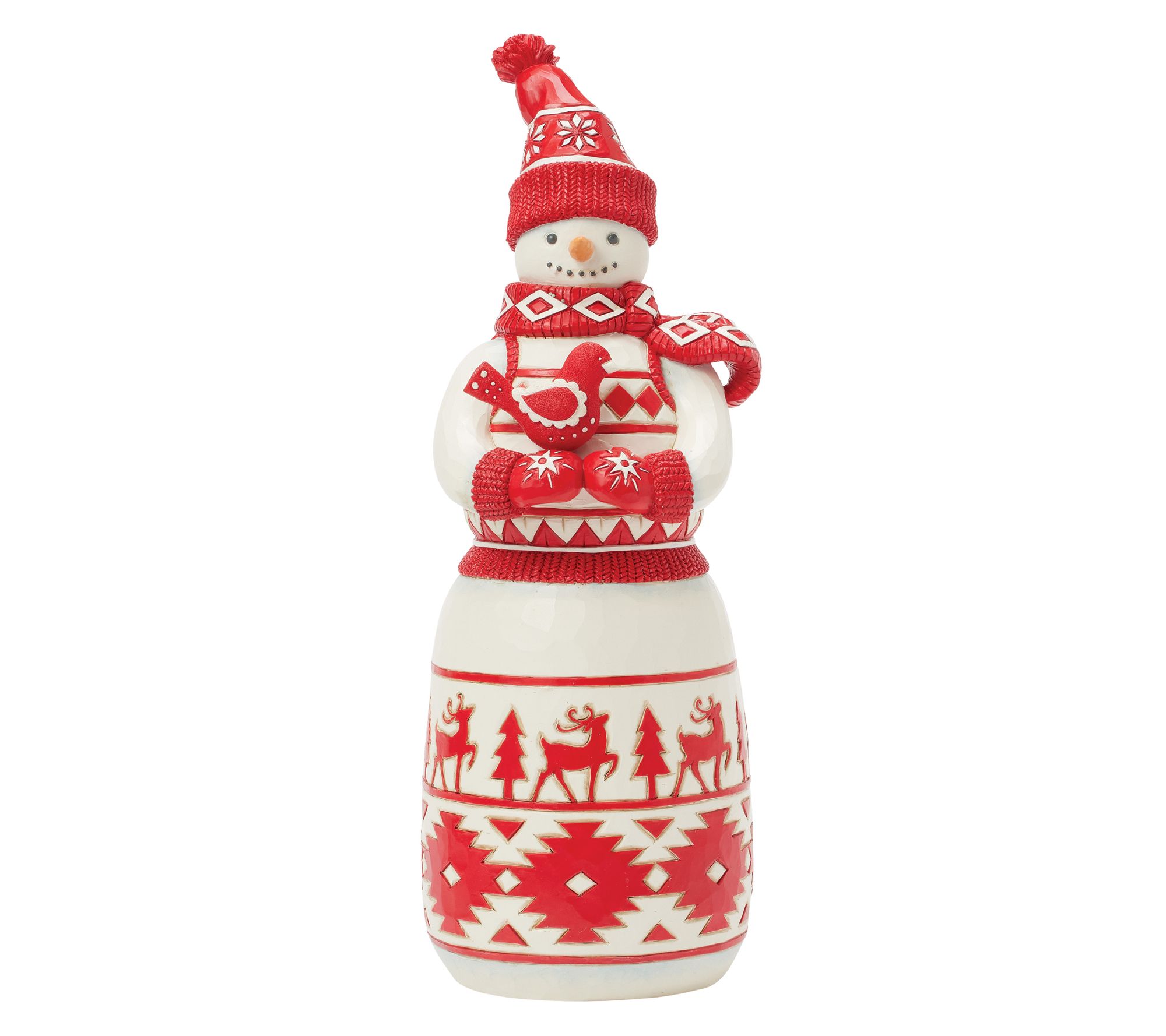 Jim Shore Heartwood Creek Nordic Noel Snowman with Bird 12.2"