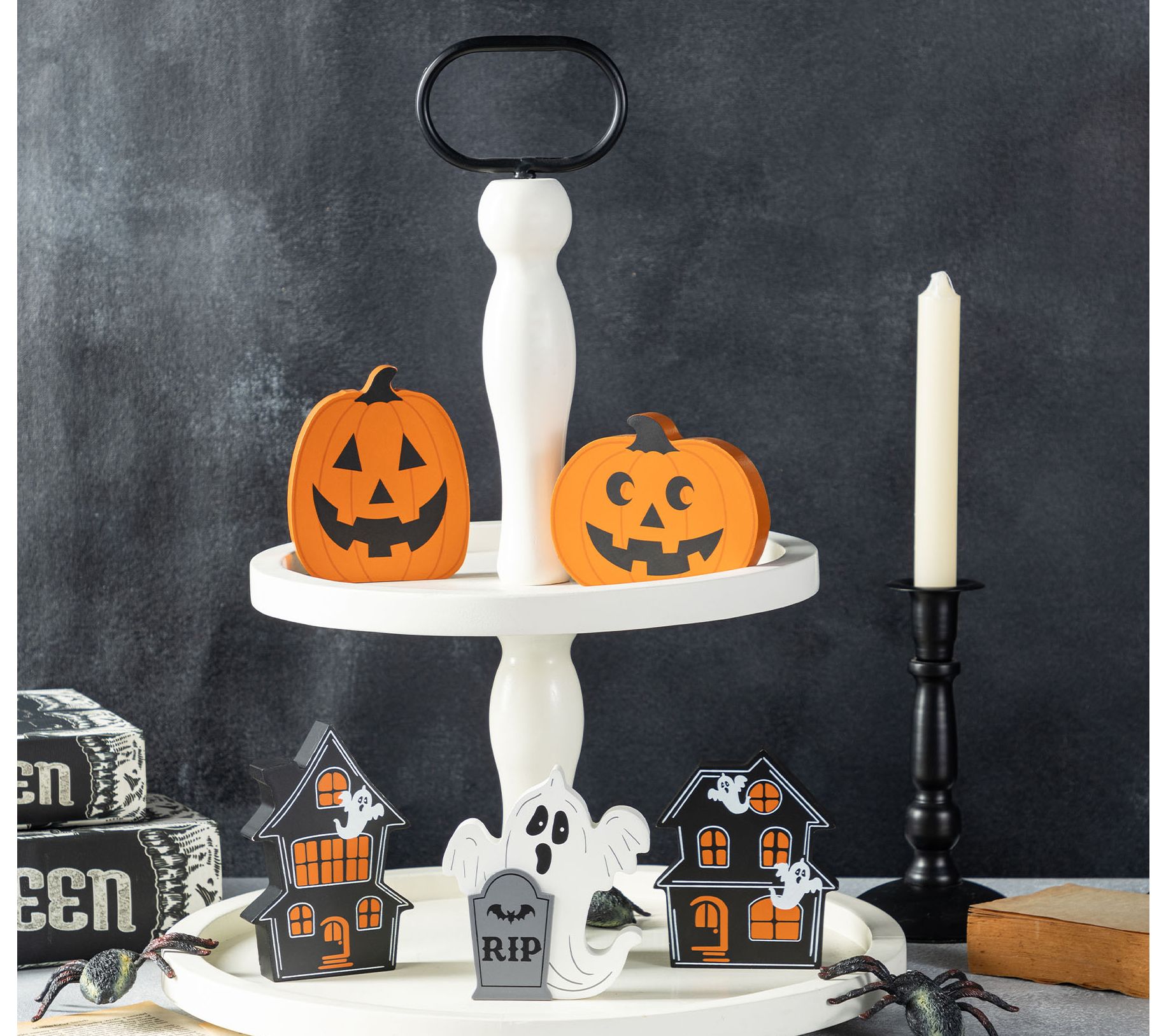 Glitzhome Halloween Wooden Table Block Set Setof 5