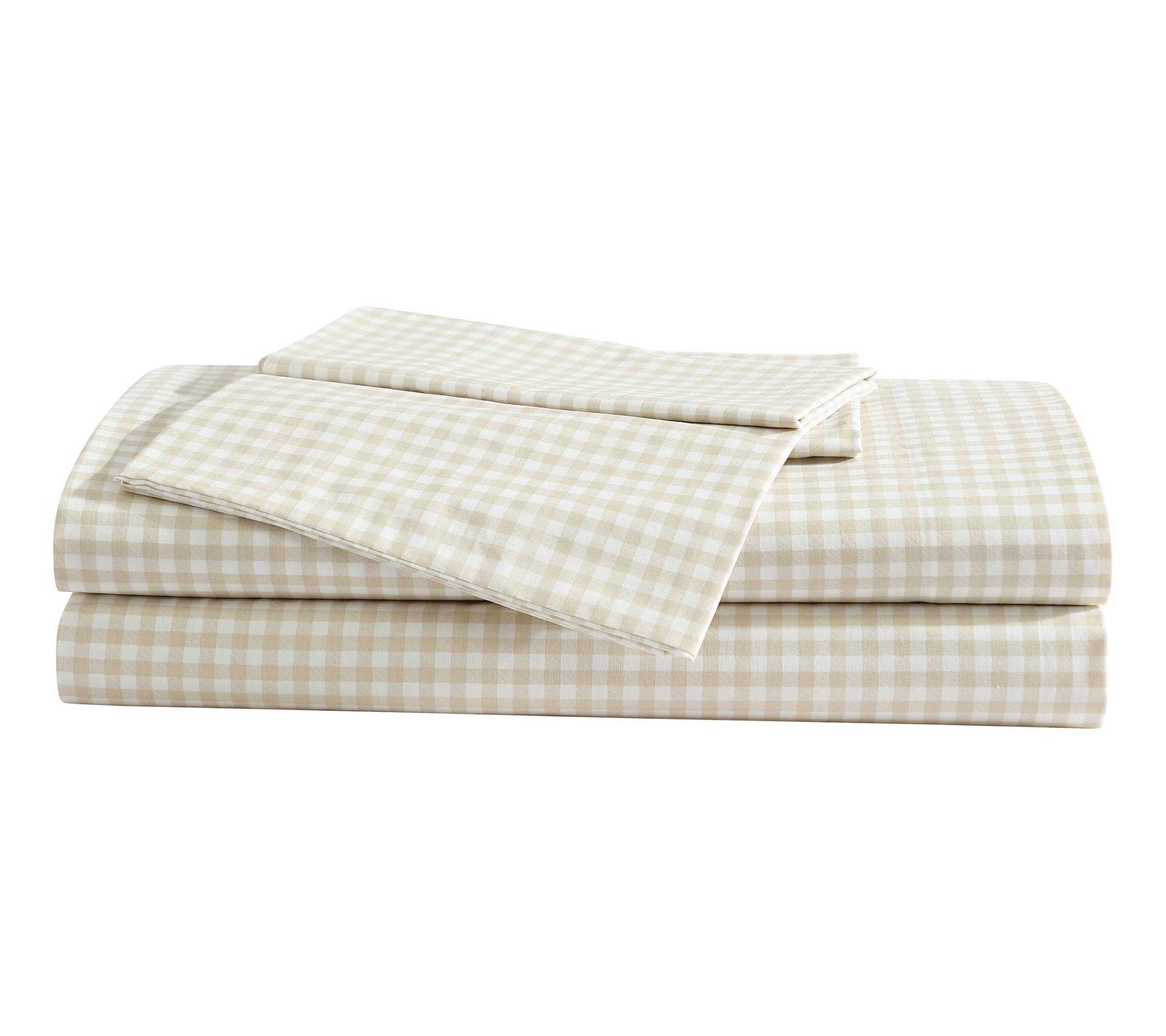 Eddie Bauer Little Gingham White-Beige Queen Sheet Set