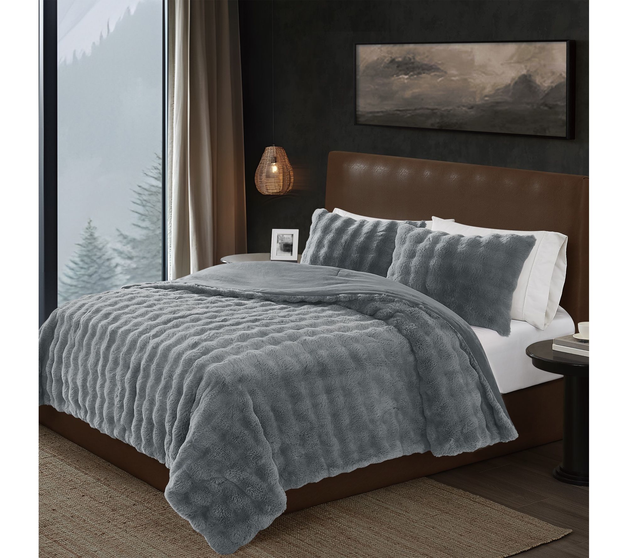 Frye Bubble Faux Fur King Comforter Set