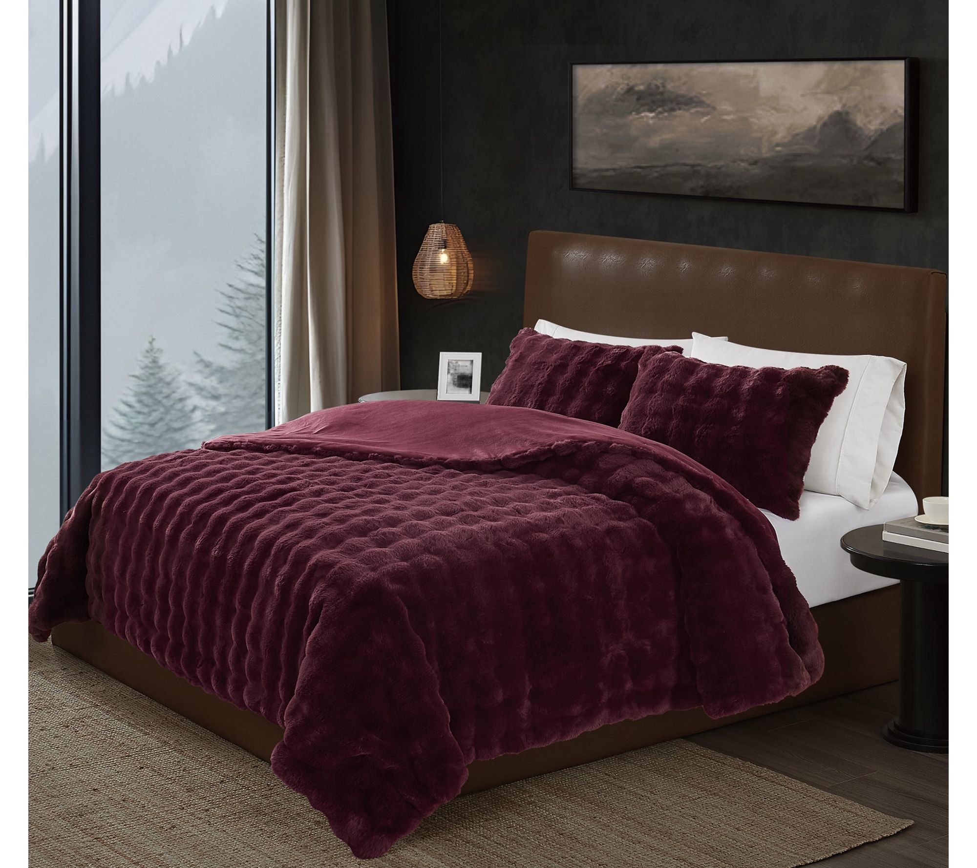 Frye Bubble Faux Fur King Comforter Set