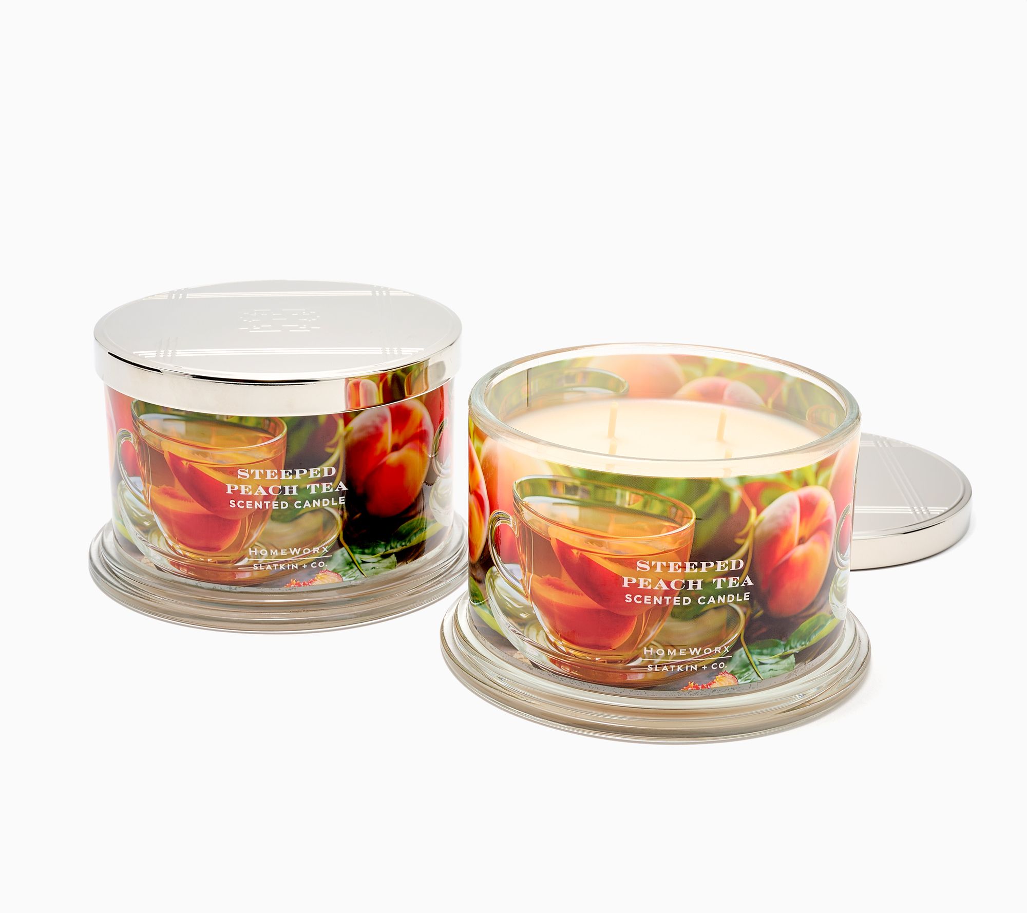 HomeWorx by Slatkin + Co. S/2 18oz Steeped Peach Tea Candles