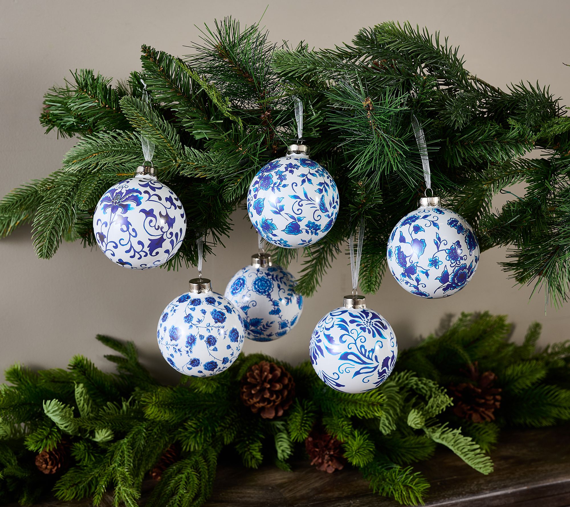 "As Is" Hotel du Cobb Set/6 Glass Ball Ornaments by Dennis Basso