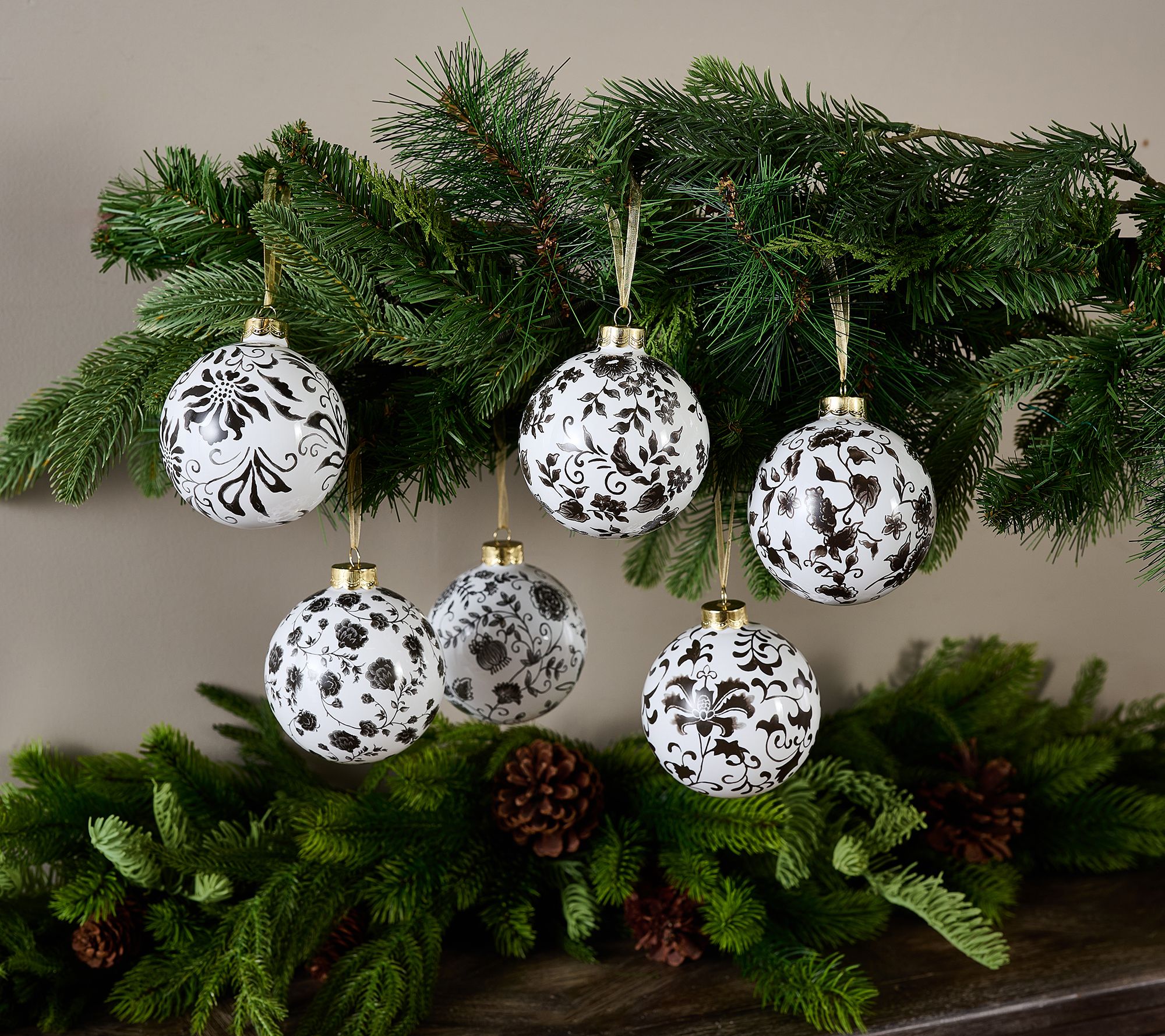 "As Is" Hotel du Cobb Set/6 Glass Ball Ornaments by Dennis Basso