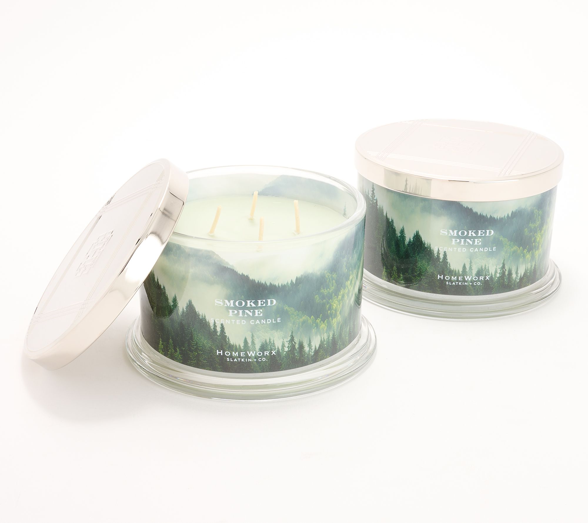"As Is" HomeWorx by Slatkin + Co. S/2 Smoked Pine 18oz Candles