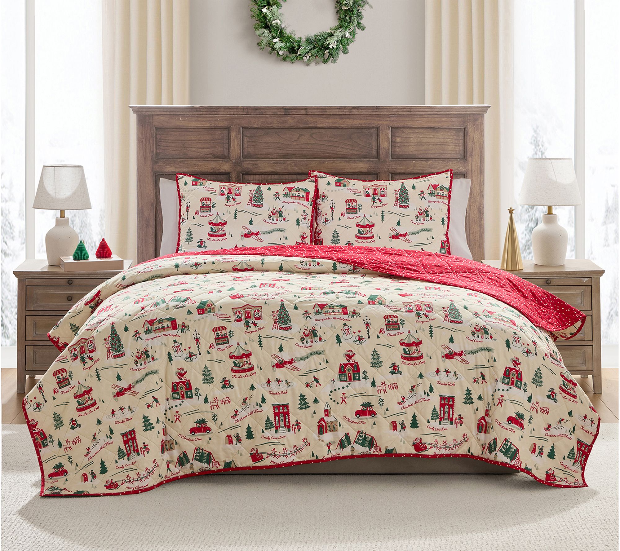 Hallmark Multi Christmas Village 3-pc Holiday Quilt Set, F/Q