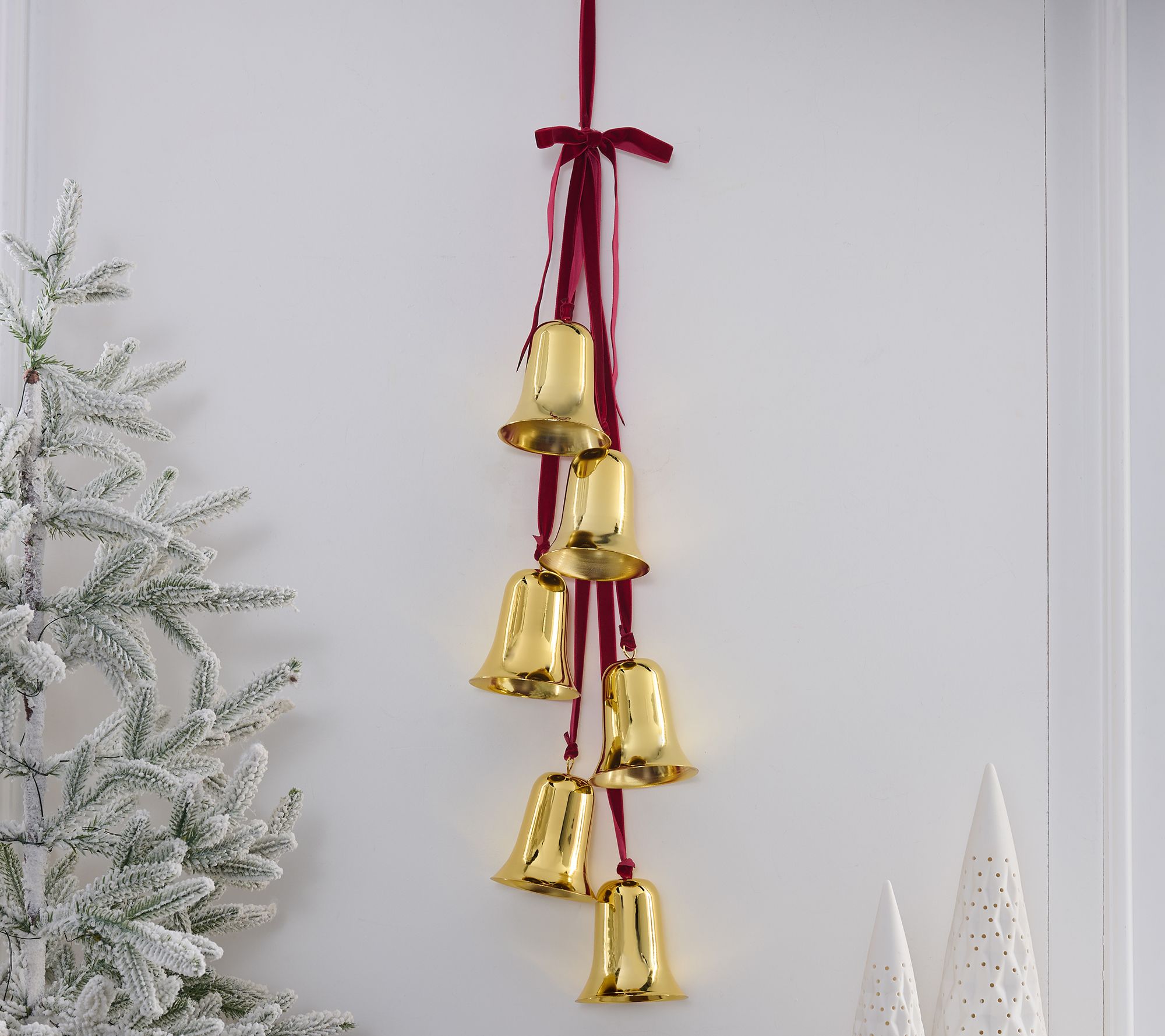 "As Is" Home Reflections 30" Velvet Ribbon Jingle Bell Cluster