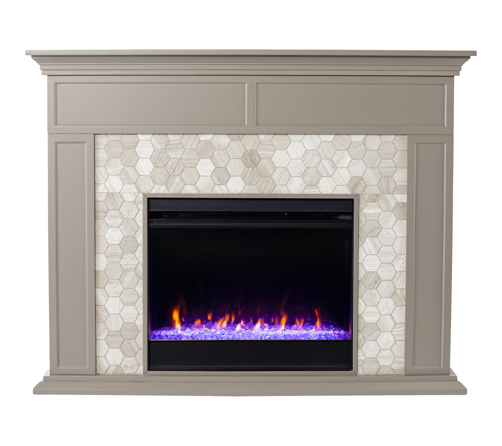 SEI Torlington Color Changing Marble Tiled Fireplace