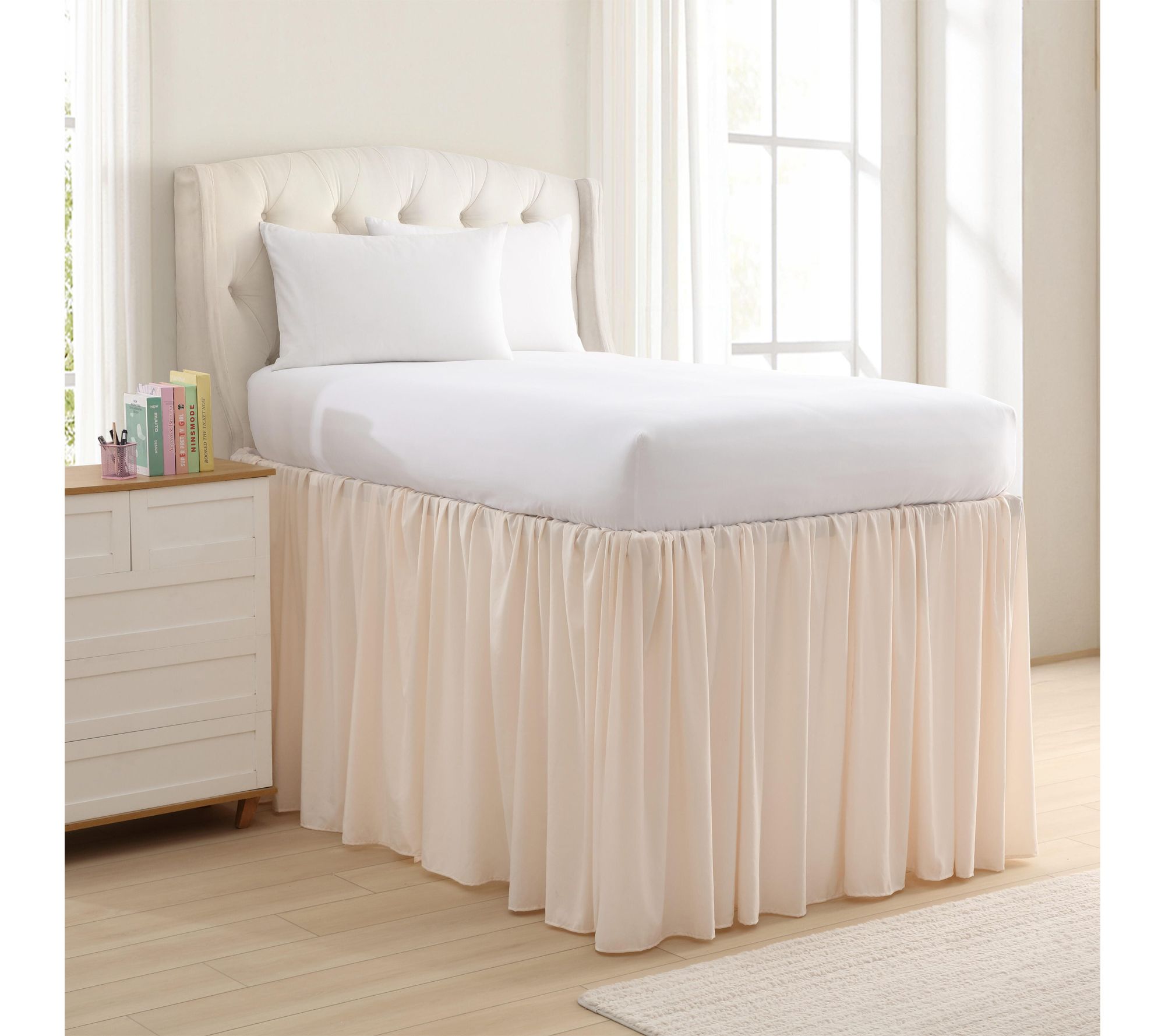 Laura Ashley Washed Microfiber Pink TwinXL Bedskirt