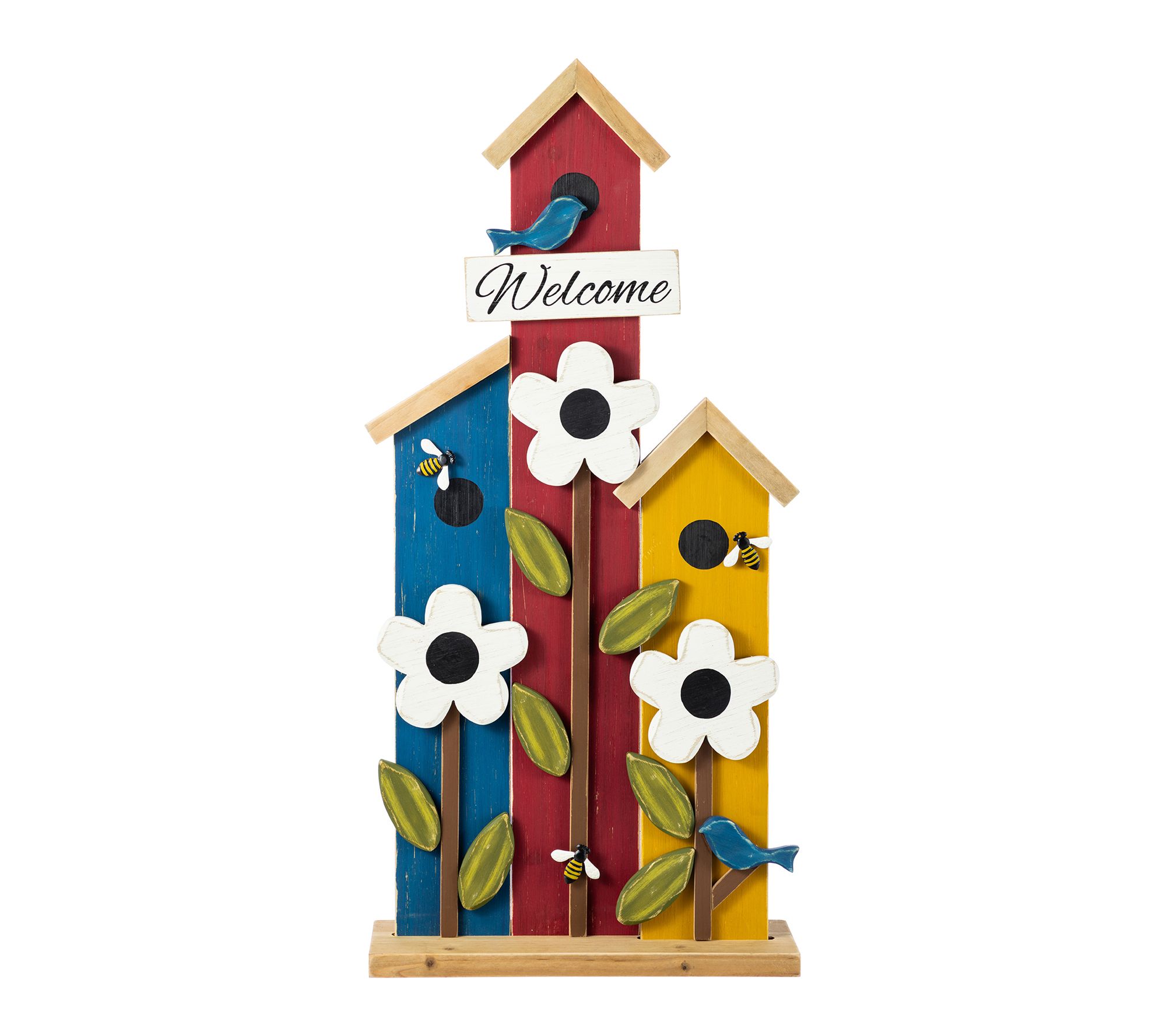 Glitzhome 30"H Solid Wood Birdhouse Shaped Porch Decor