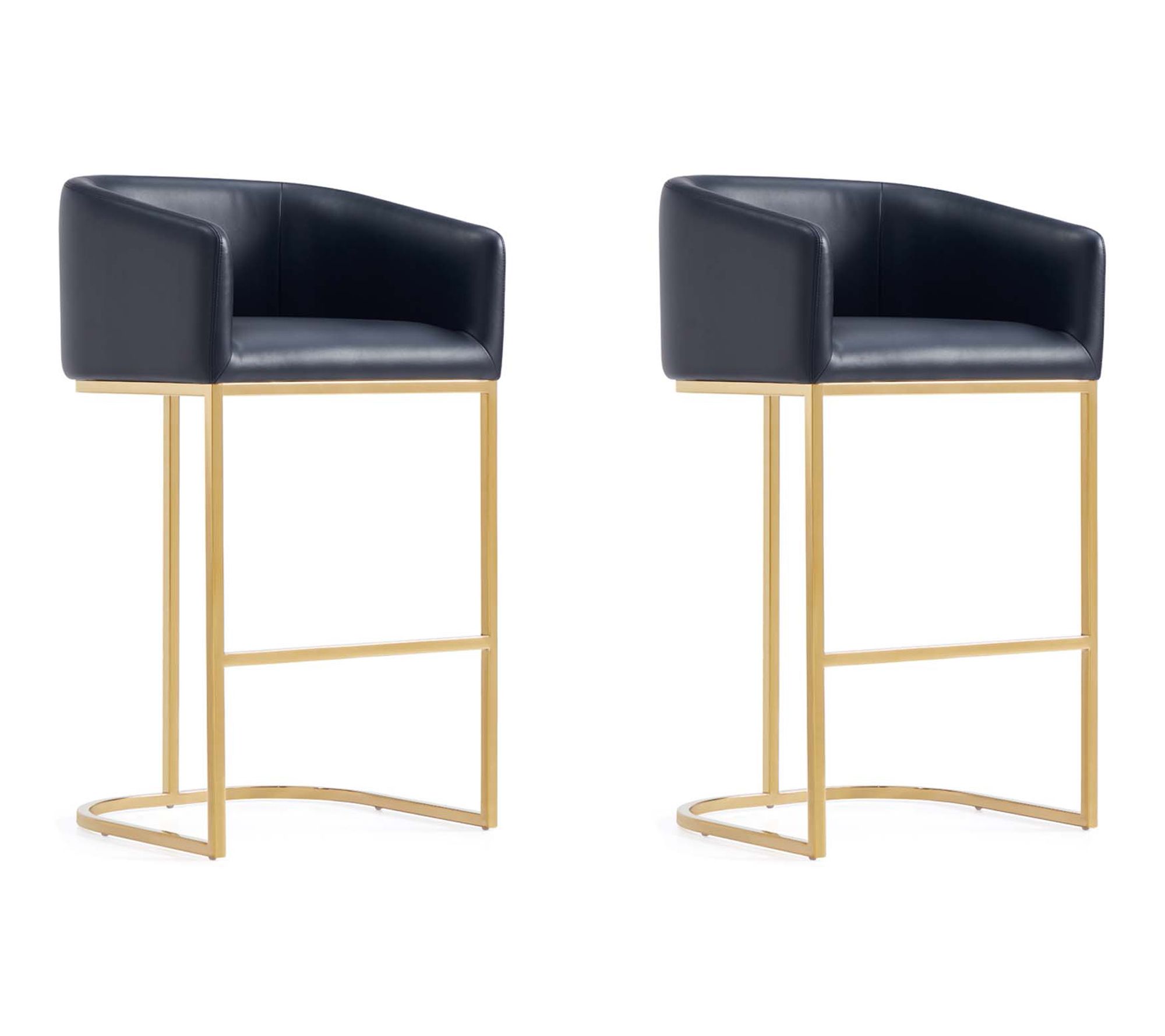 Manhattan Comfort Louvre Metal Upholstered Barstool - Set of 2