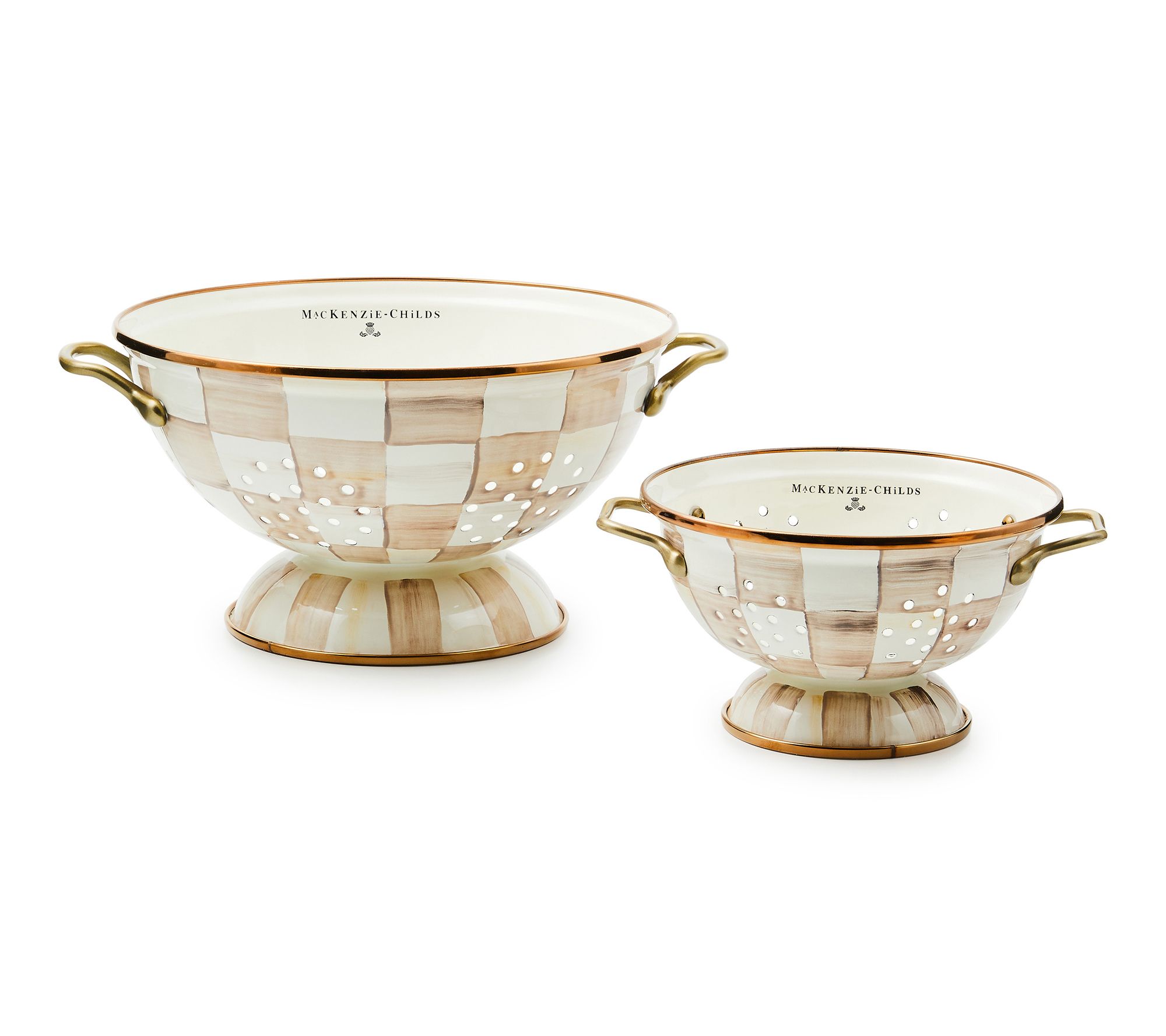 "As Is" MacKenzie - Childs S/2 Violet Check Colanders