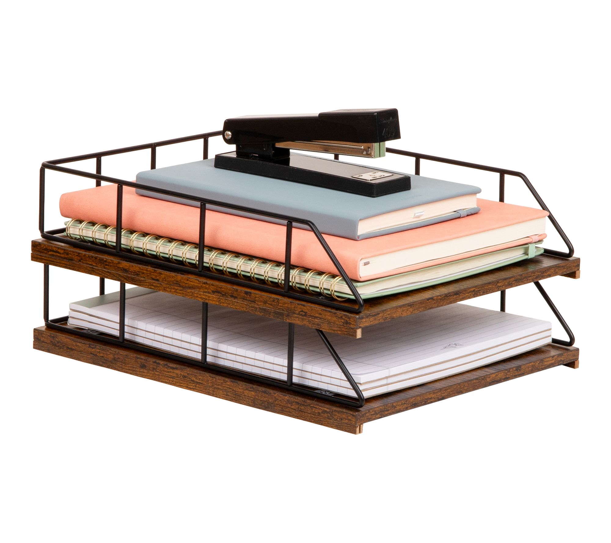 Mind Reader 2-Tier Rustic Letter Tray Organizer