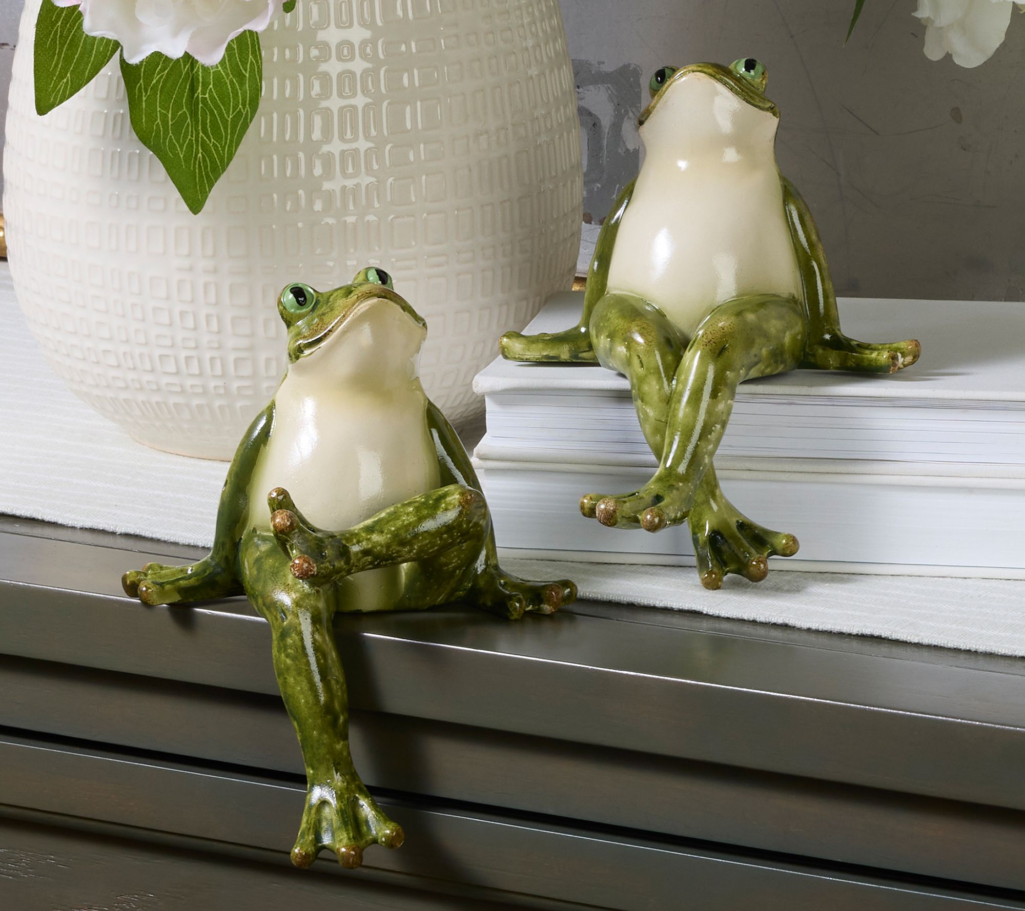 "As Is" Set of (2) 6.5" Frog Shelf Sitters by Valerie