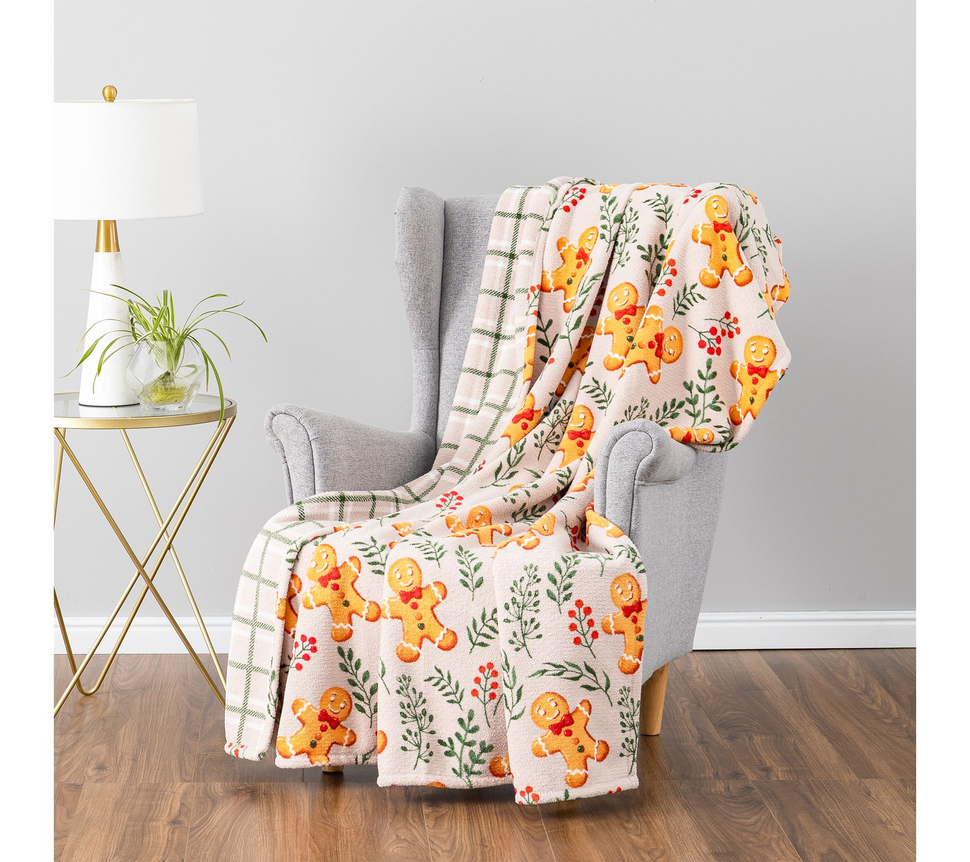  Berkshire 60x70 Reversible Holiday Twin Print Plush Throw