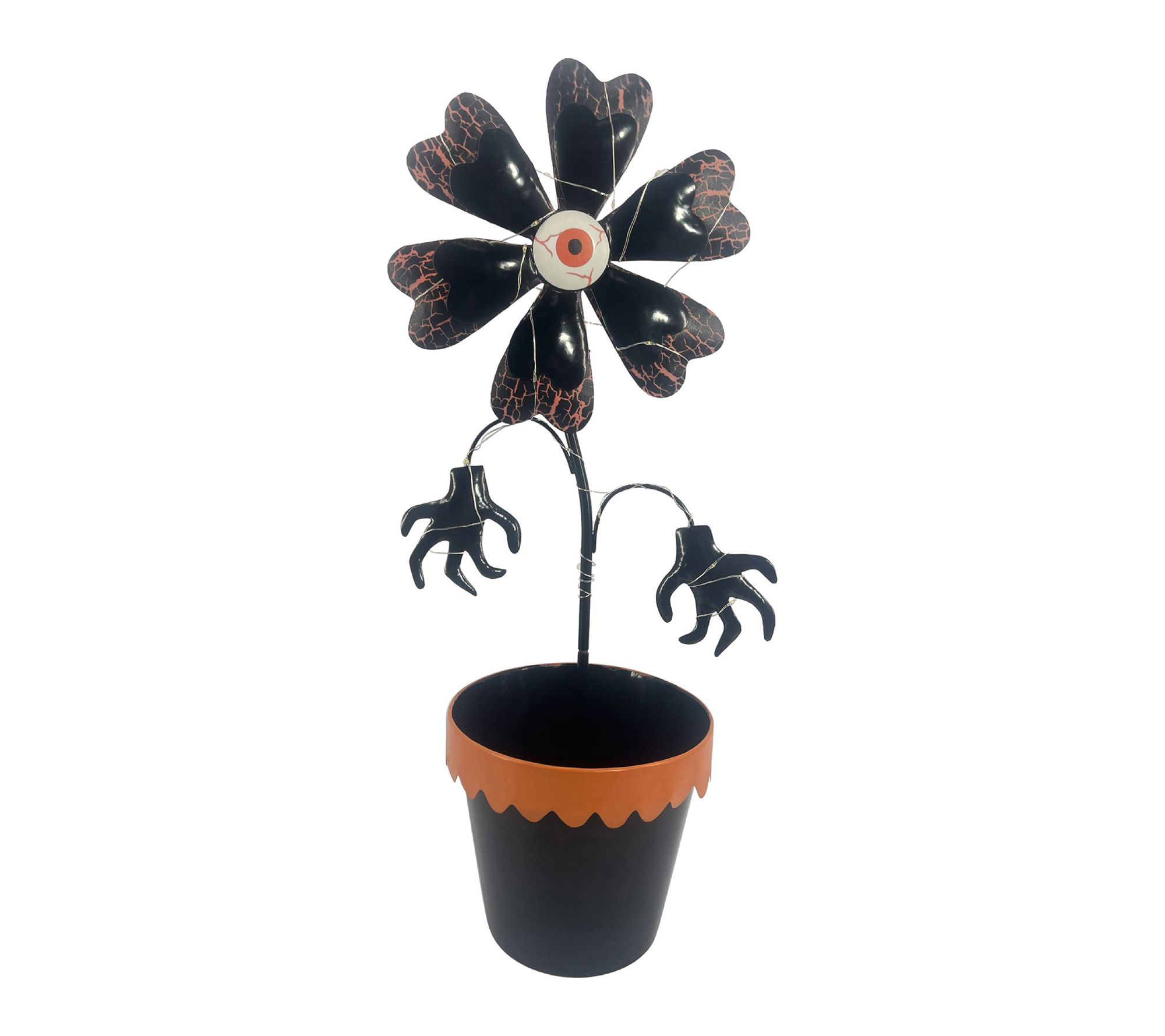 Haunted Hill Farm 24-in. LED Metal Flower in Pot Decoration