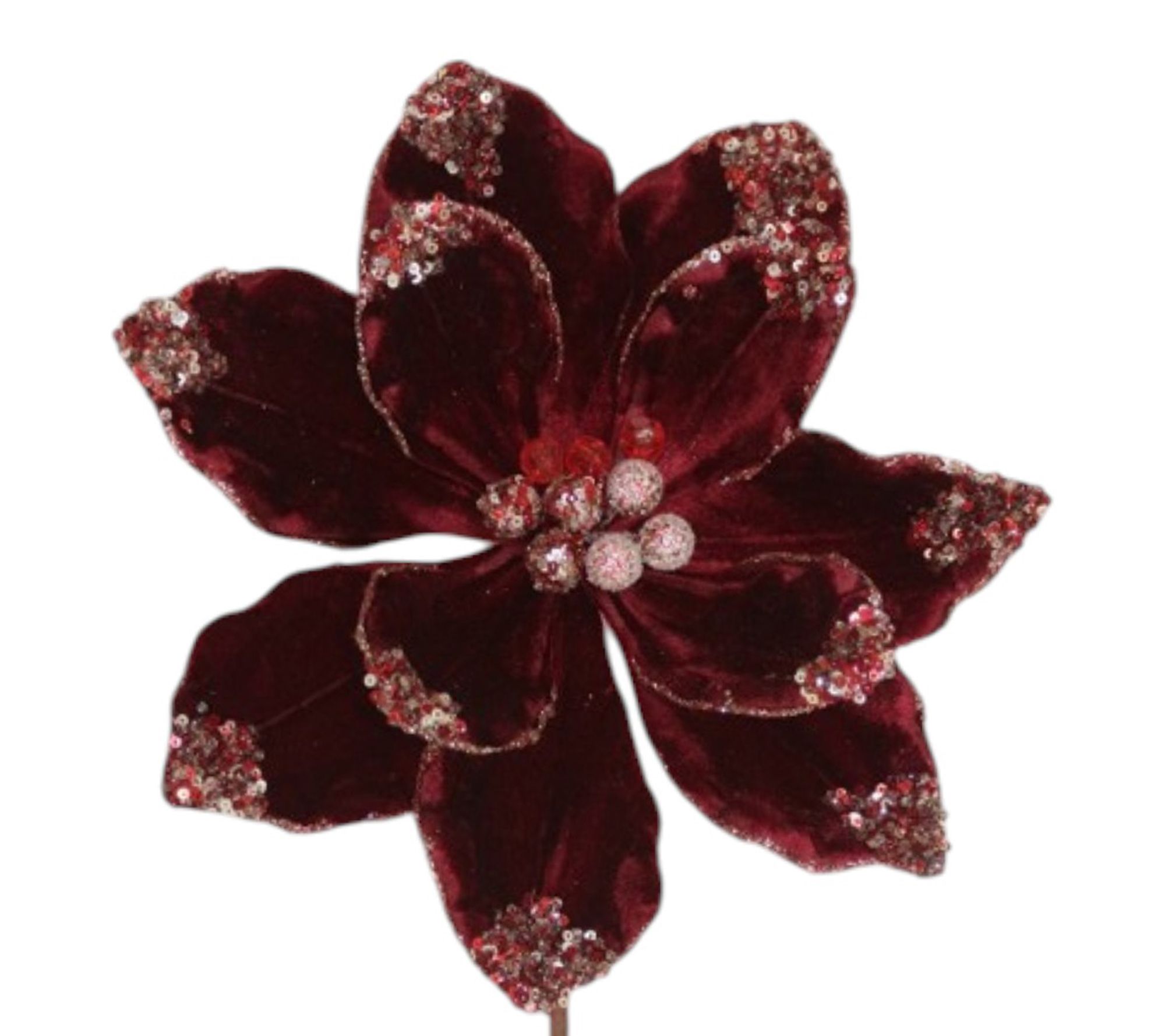 RC Home Decor-6 PCS Velvet & Gold Glitter Flower Picks