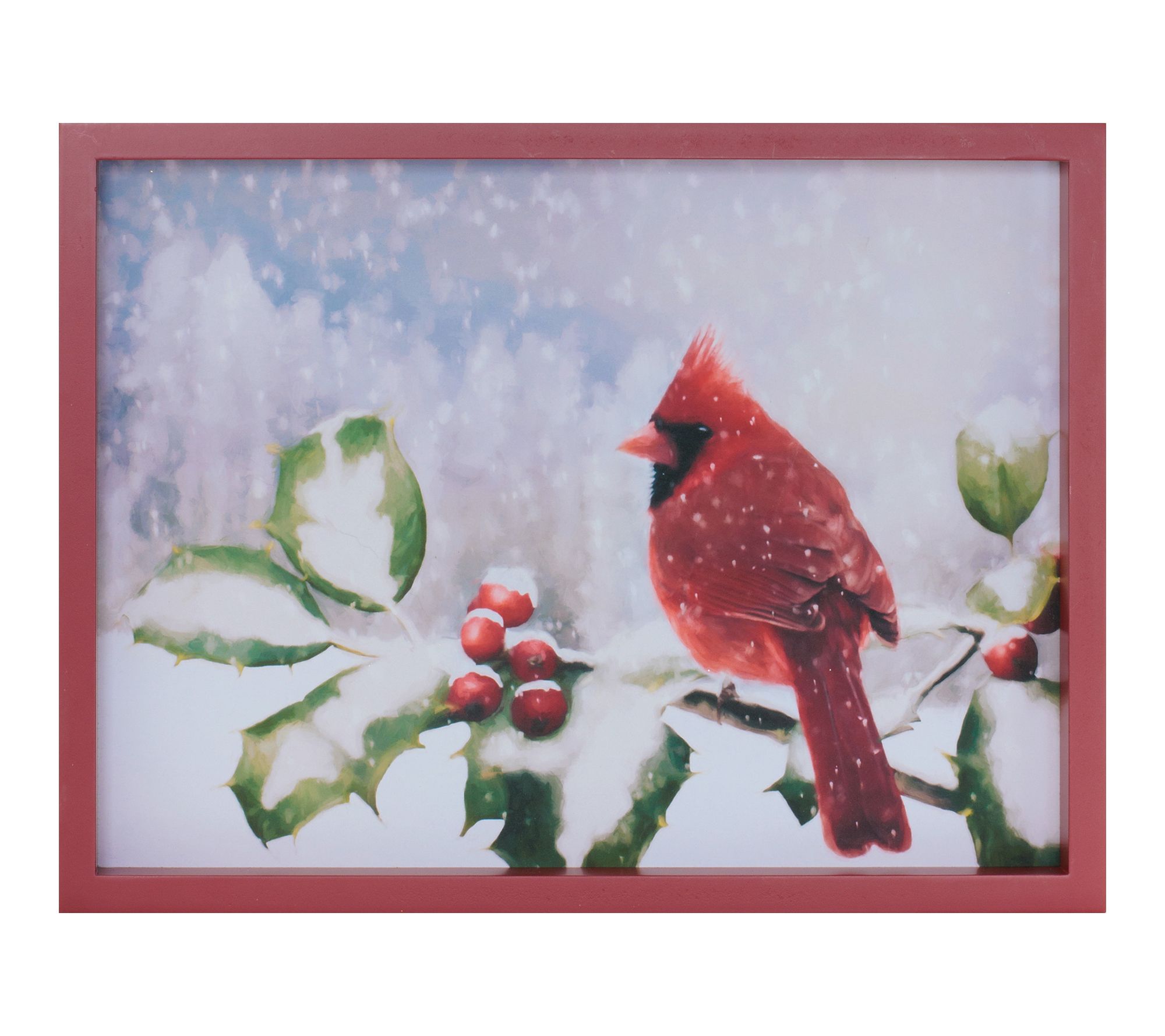 Melrose Framed Cardinal and Holly Winter Wall Art 15.5"L