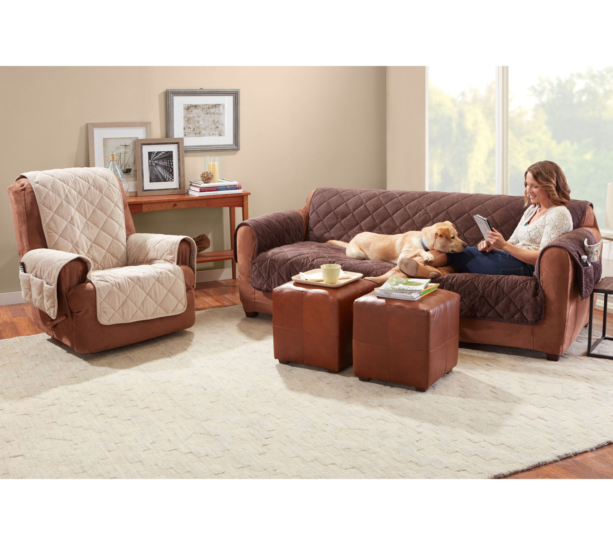 Sure Fit Sofa Furniture Cover with Textured Pique Fabric