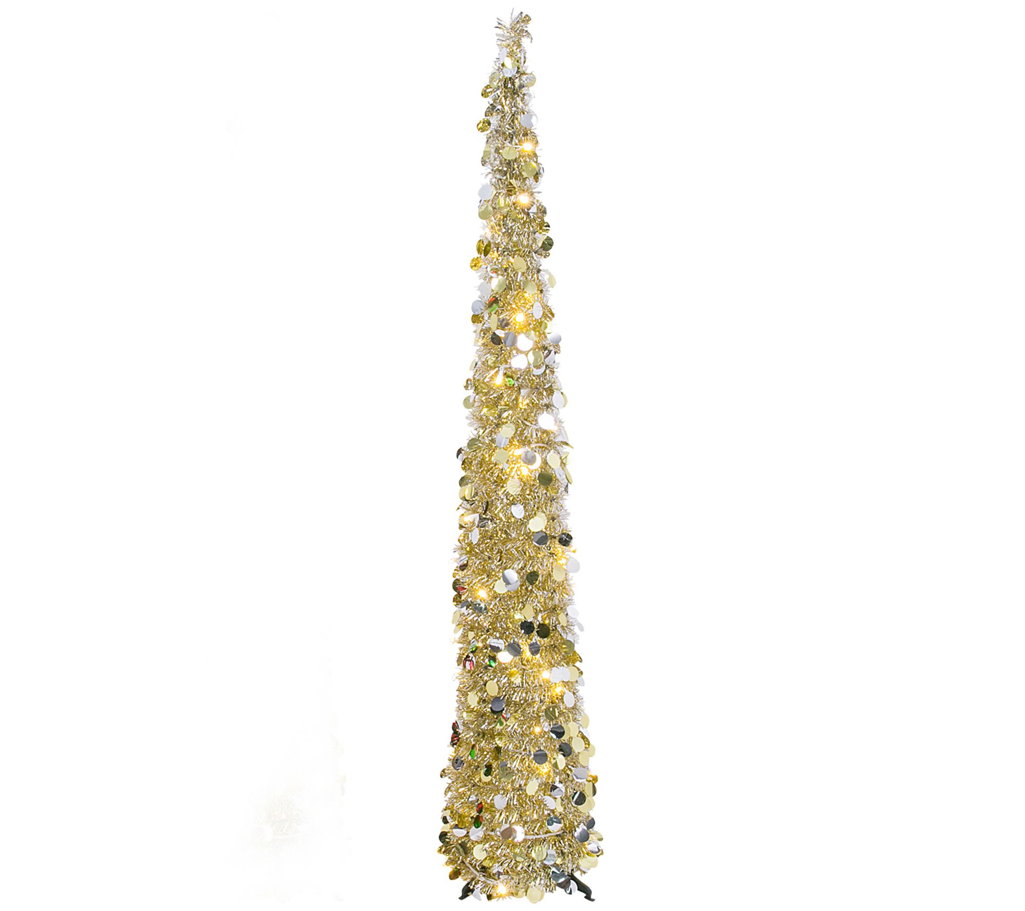 65-in H Gold and Silver Tinsel Pop-Up Tree by Gerson Co - QVC.com